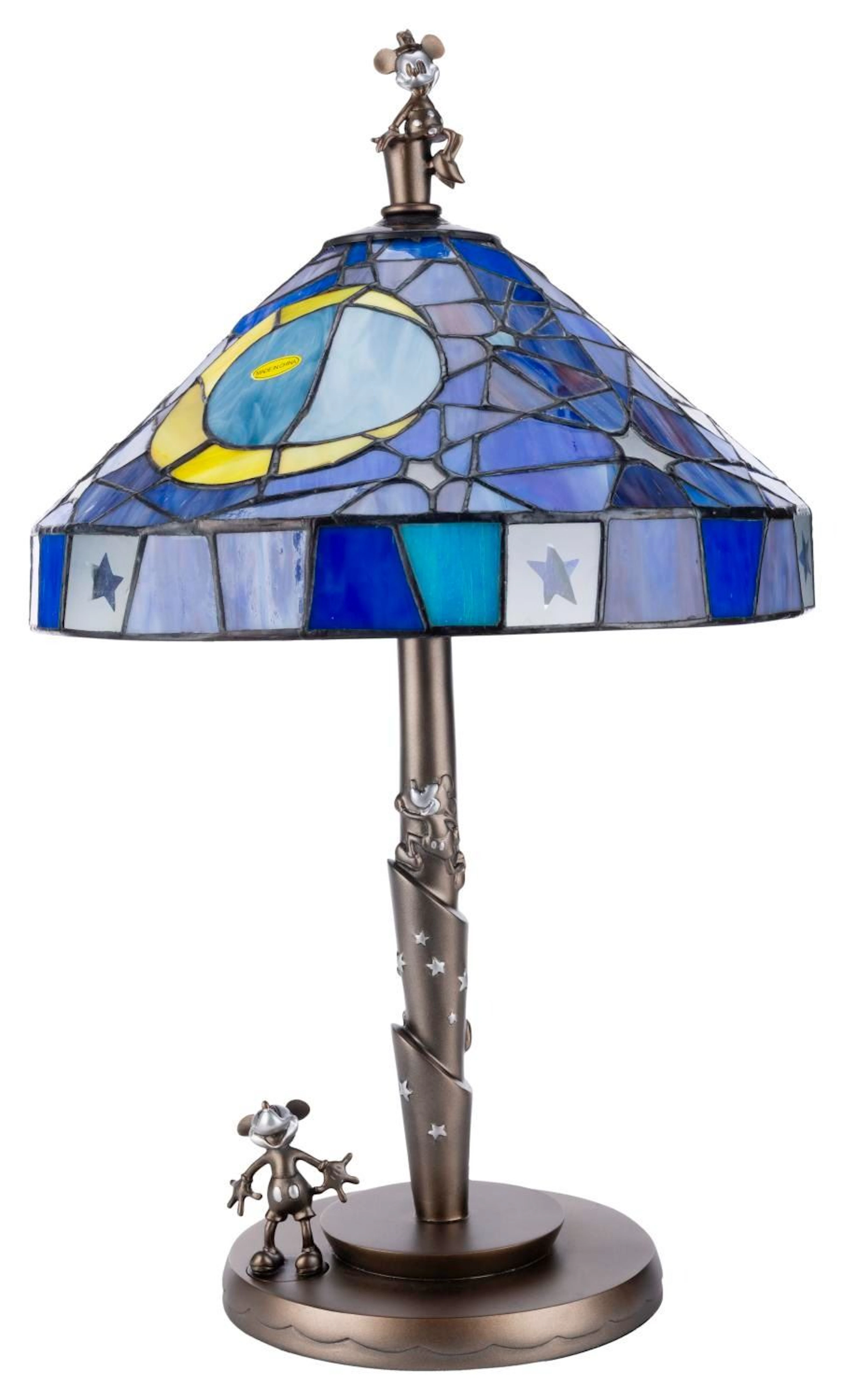 A 75th Anniversary Mickey & Minnie Stained Glass Lamp.