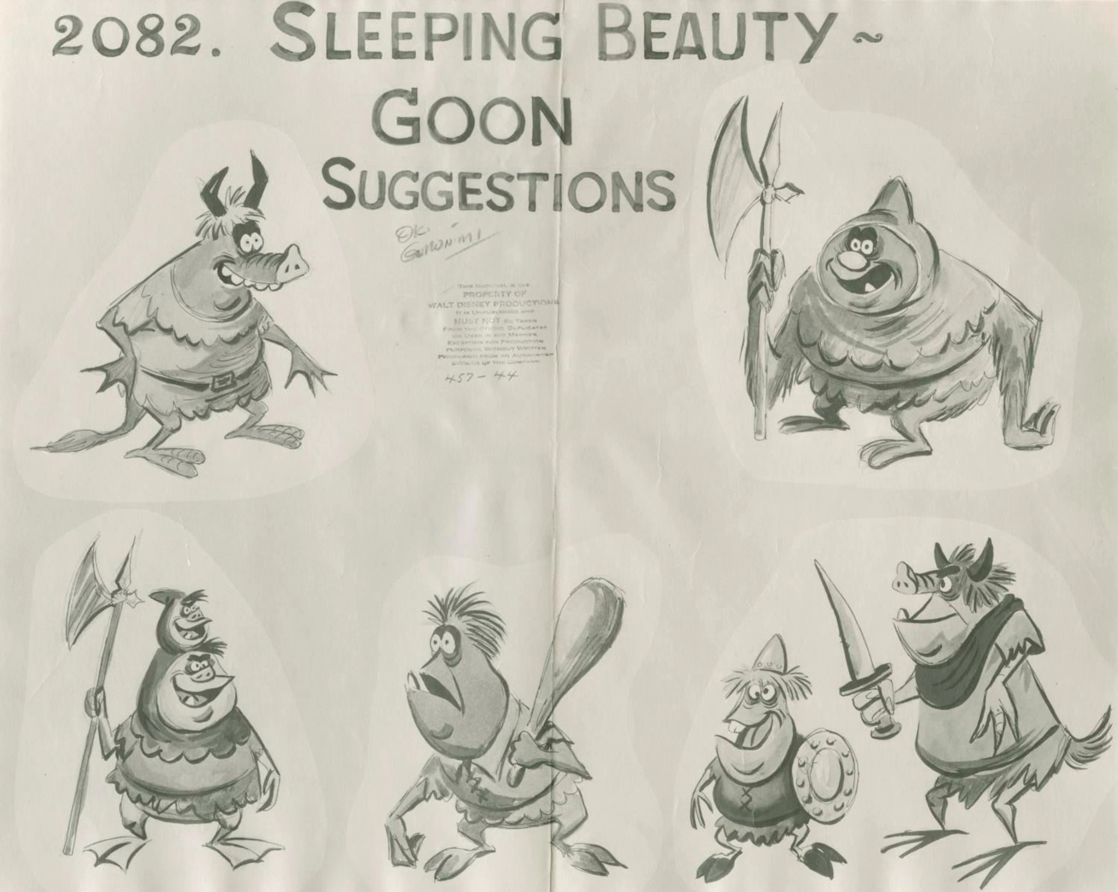 A "Sleeping Beauty" Goons Photostat Model Sheet.