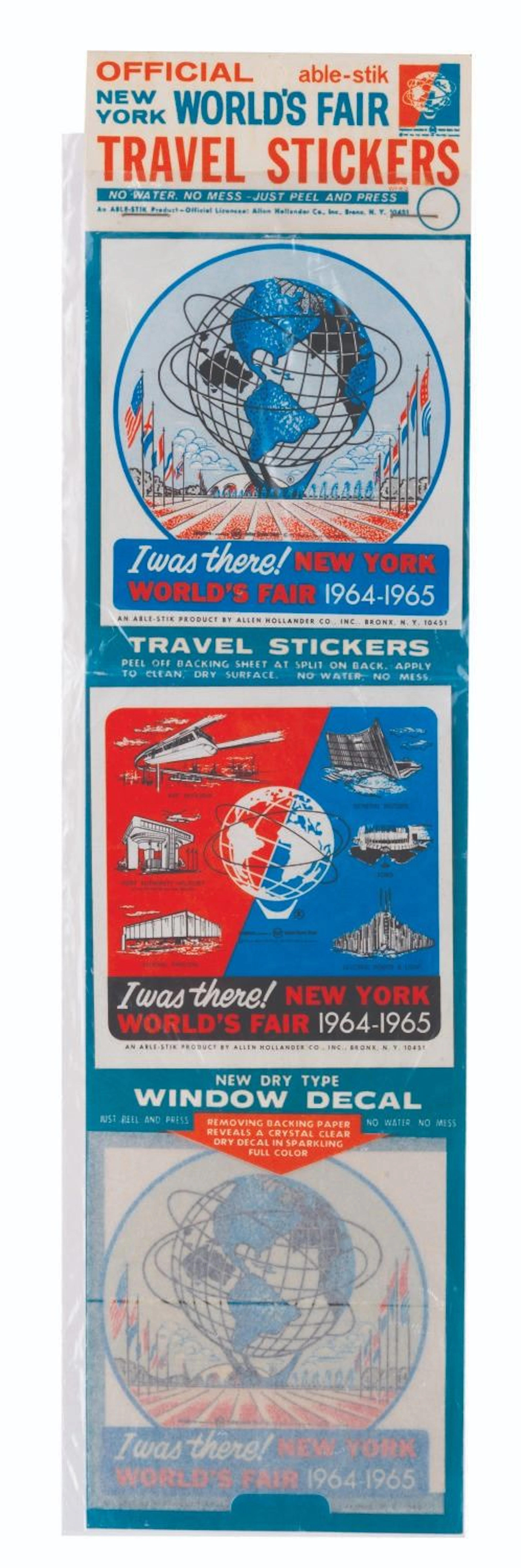 A Set of Official New York World's Fair Travel Stickers.