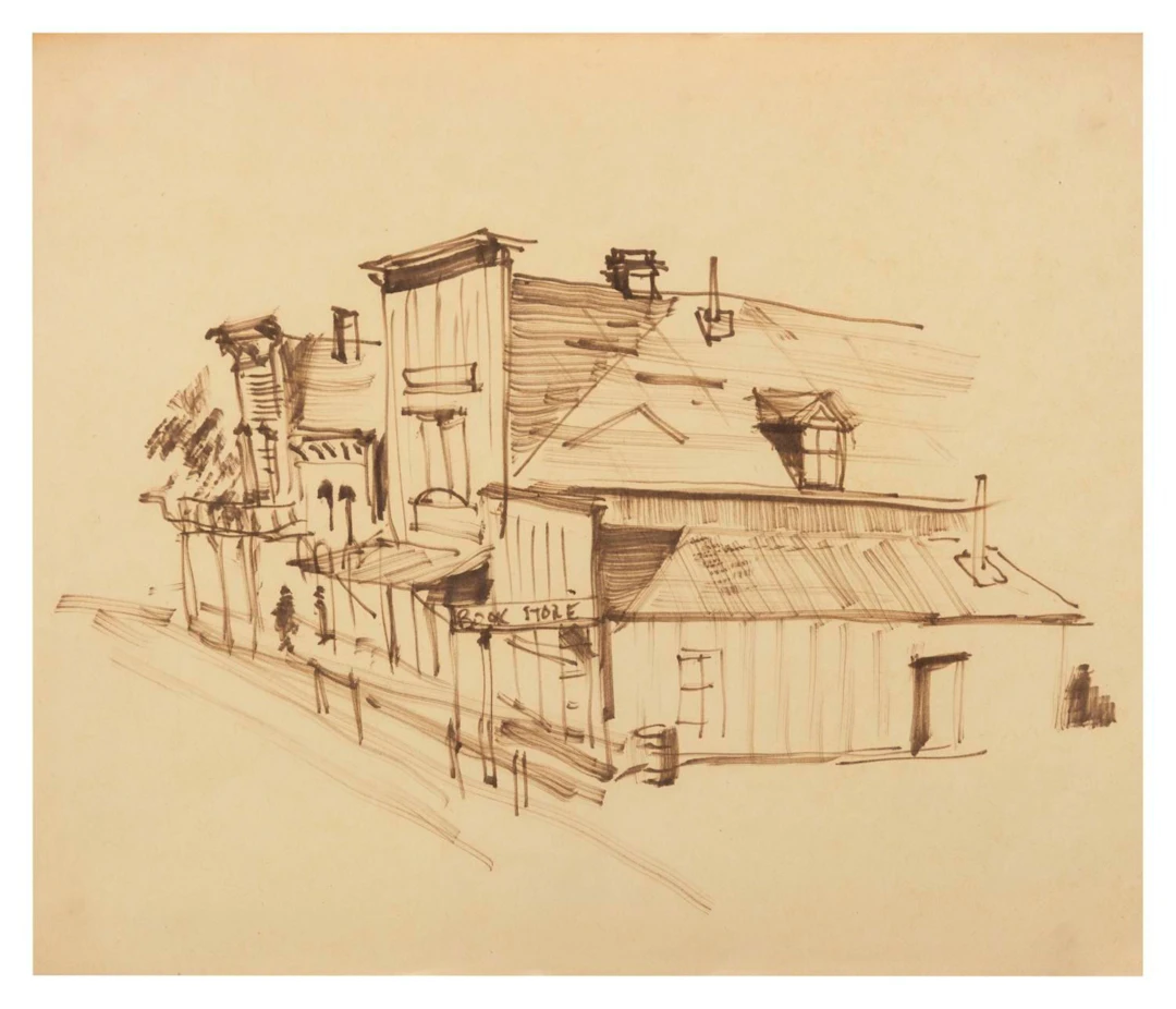 A Disneyland "Frontiertown" Original Concept Drawing by Bill Martin.