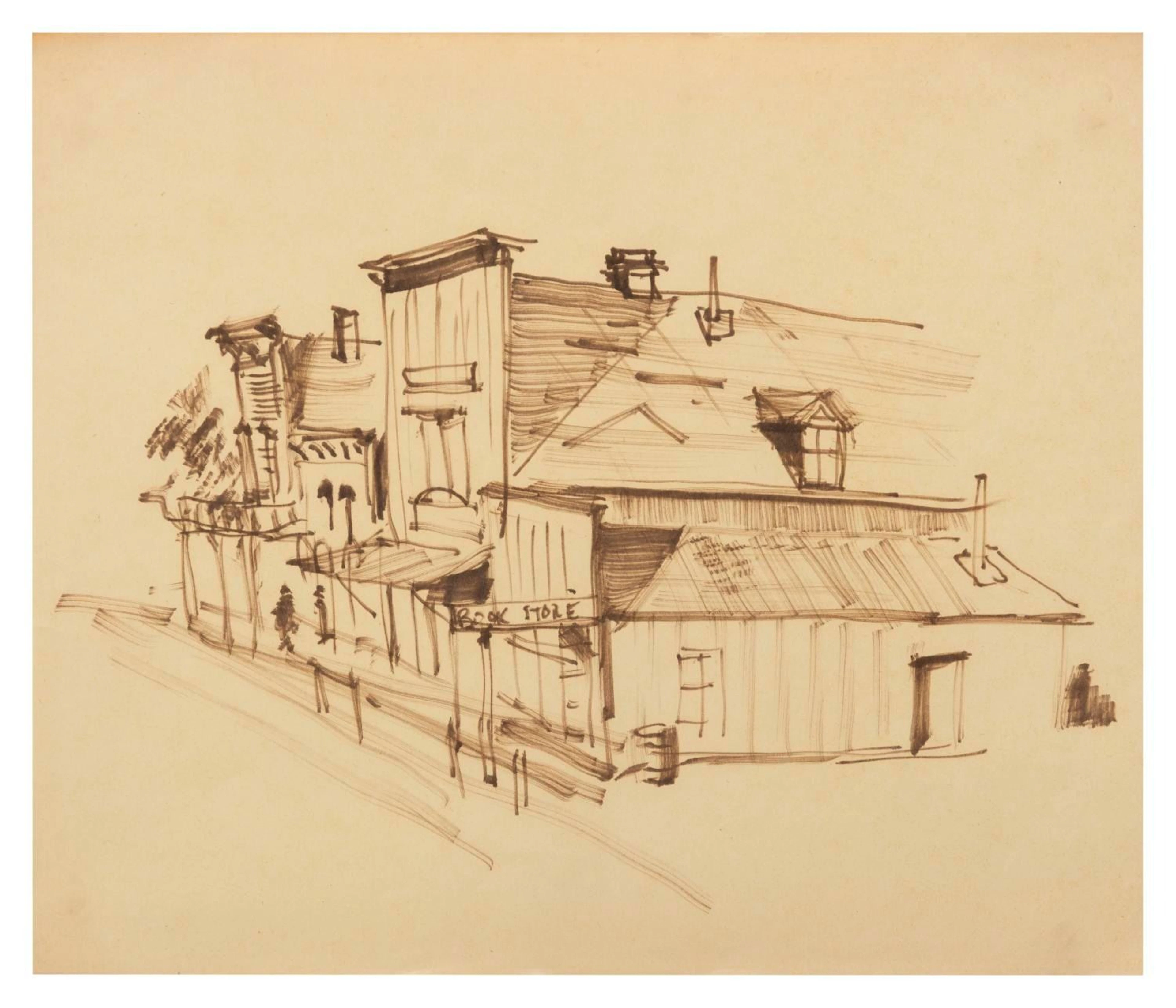 A Disneyland "Frontiertown" Original Concept Drawing by Bill Martin.
