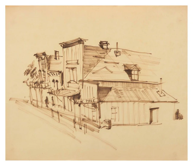 A Disneyland "Frontiertown" Original Concept Drawing by Bill Martin.