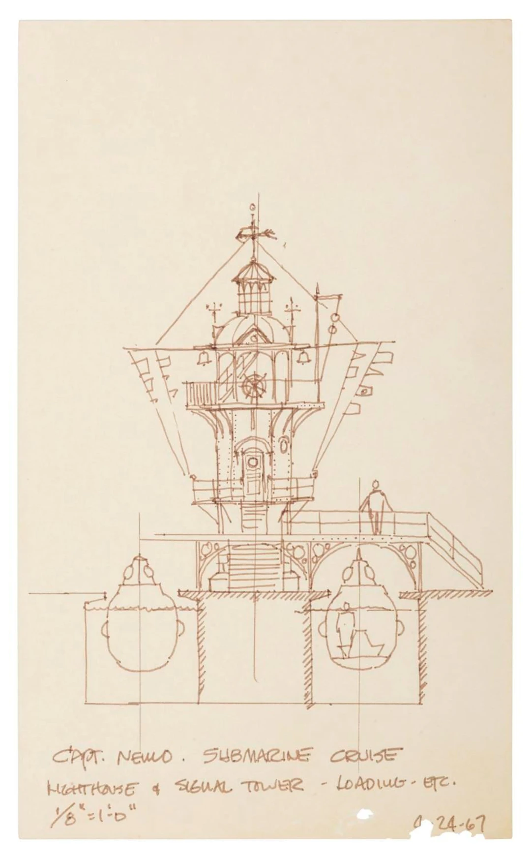 A Captain Nemo Lighthouse and Signal Tower Concept Drawing.