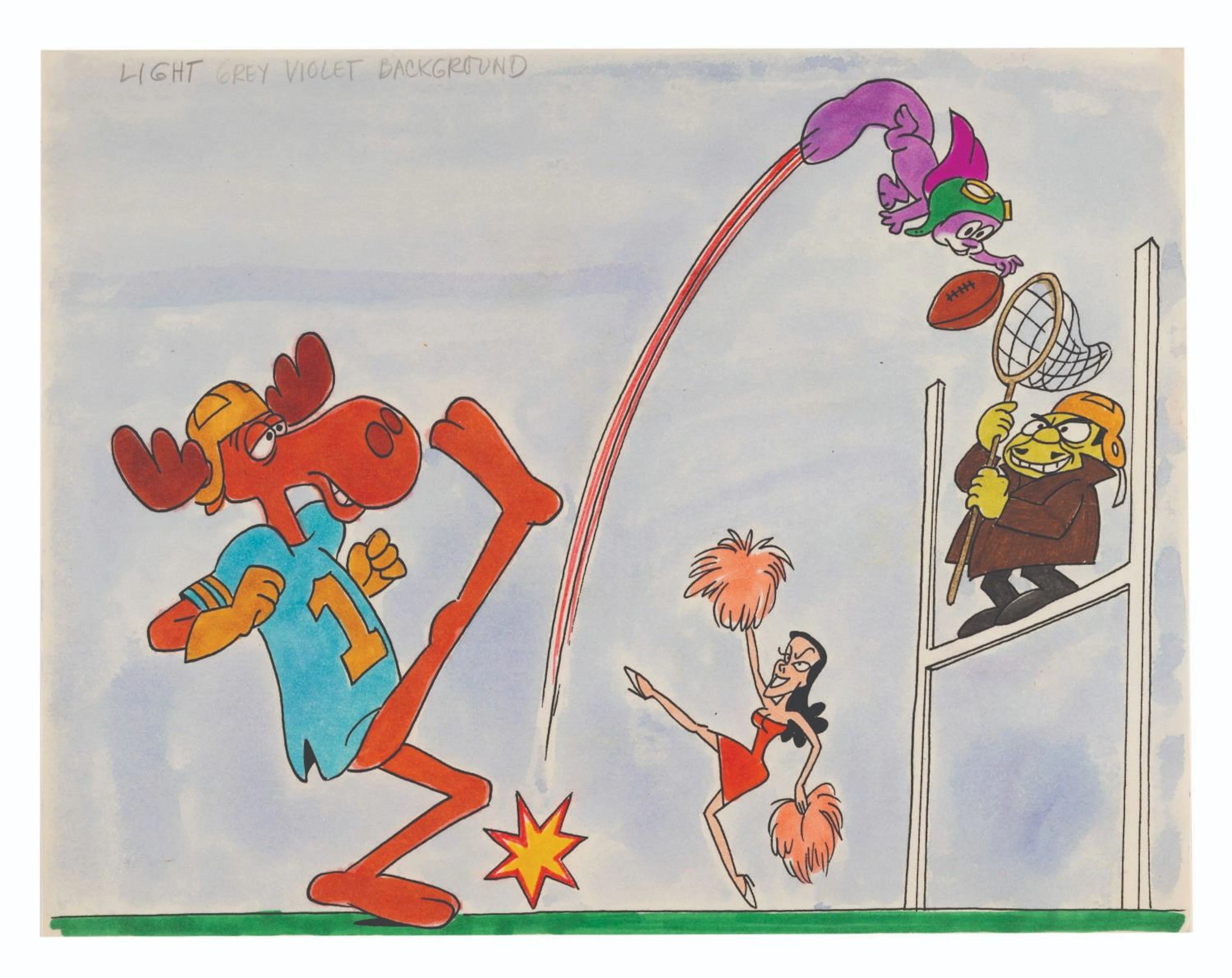 A Rocky and Bullwinkle Scene Cel #14 Original Color Guide.