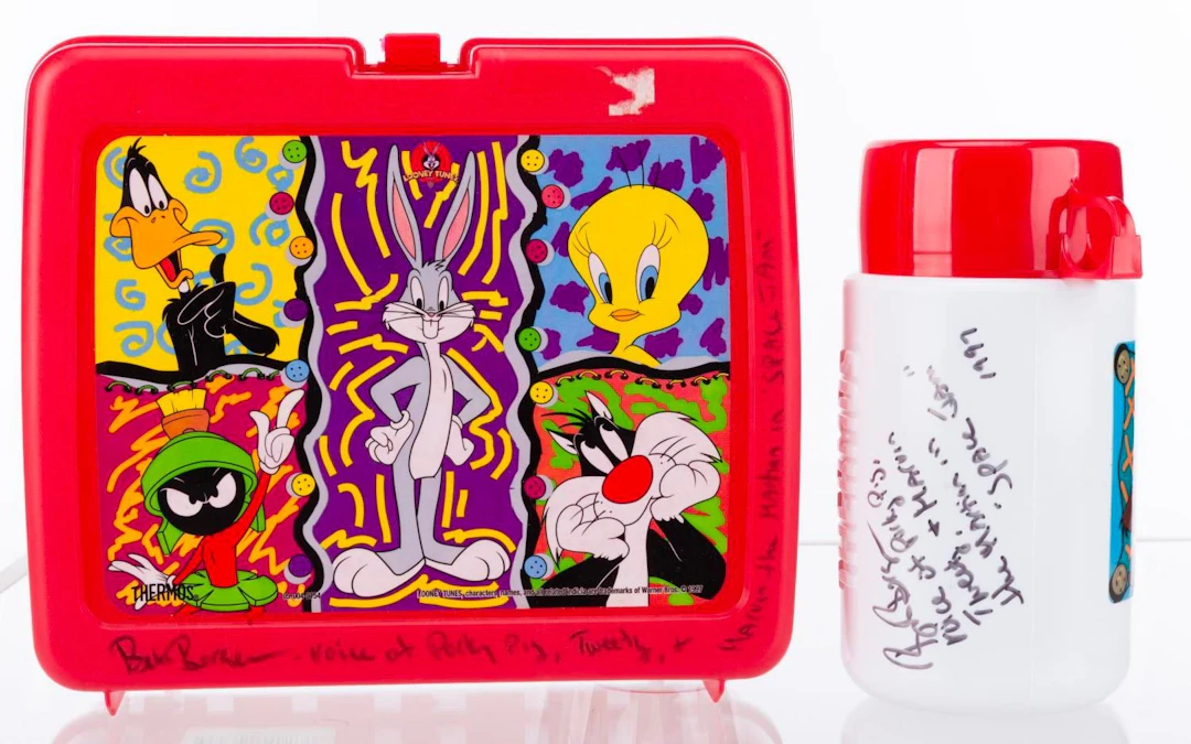 A Bob Bergen Signed Looney Tunes Lunchbox and Thermos.