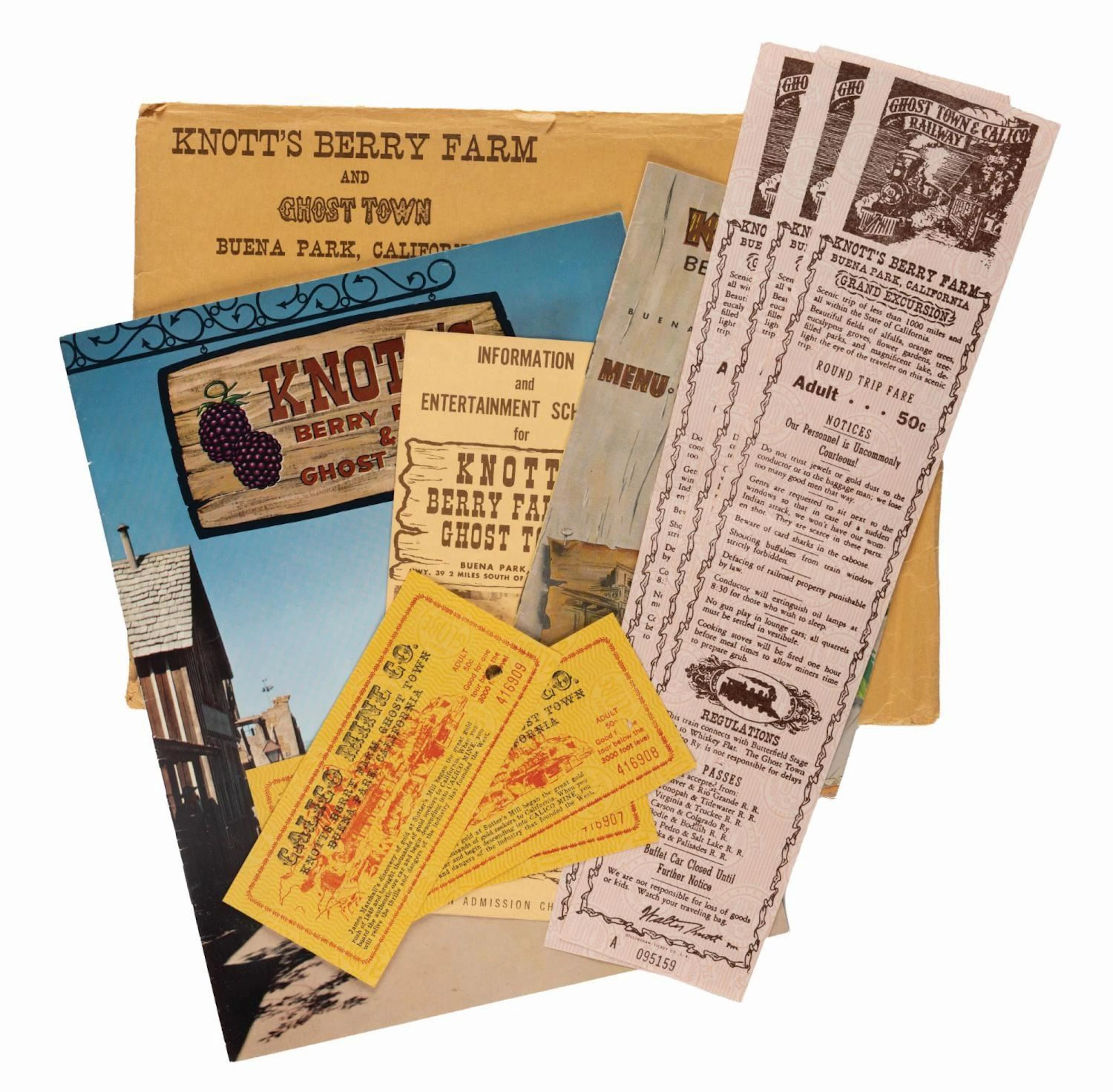 A Knott's Berry Farm Information Packet & Ticket Collection.
