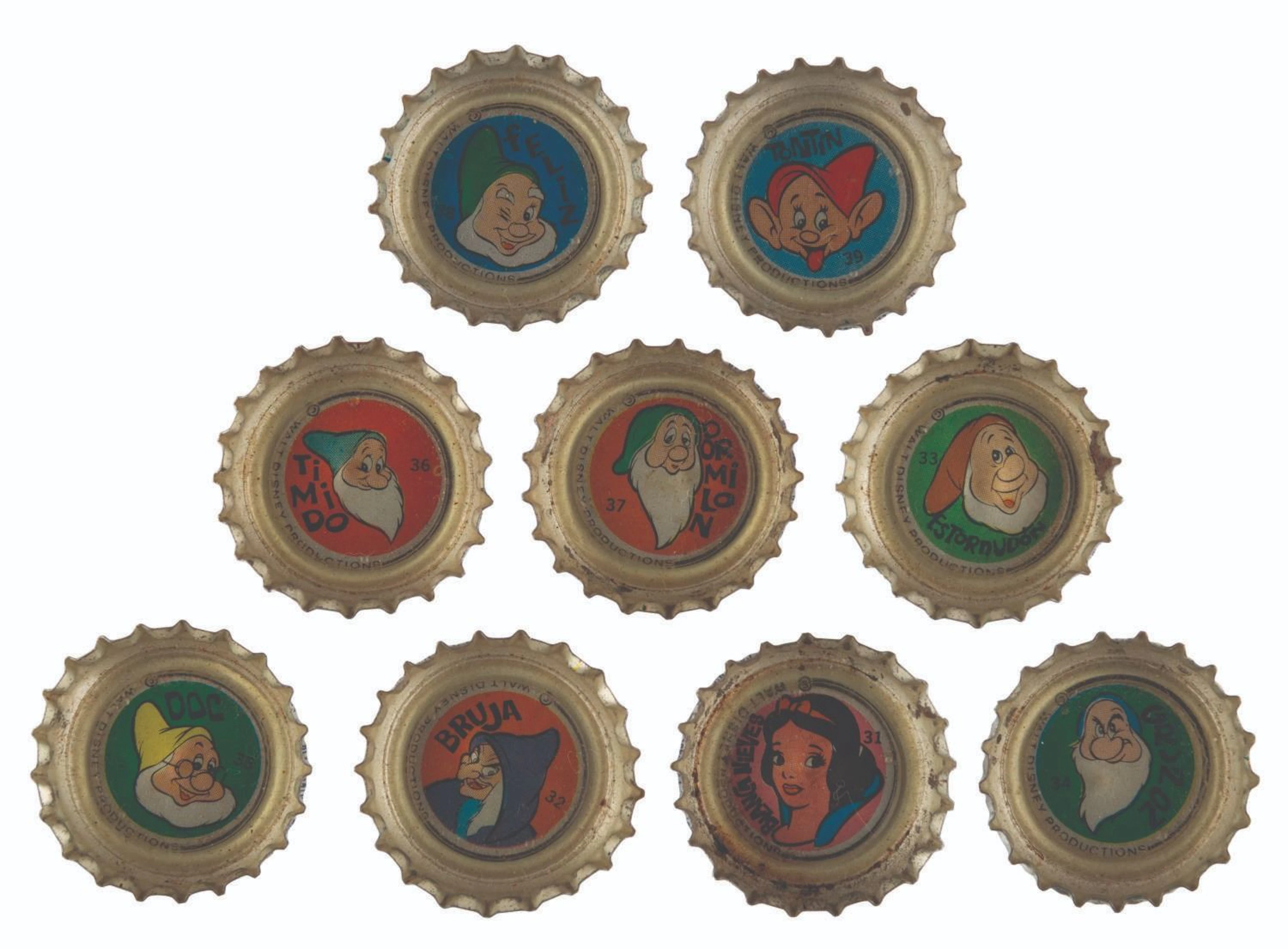 A Collection of "Snow White" Pepsi Bottle Caps.