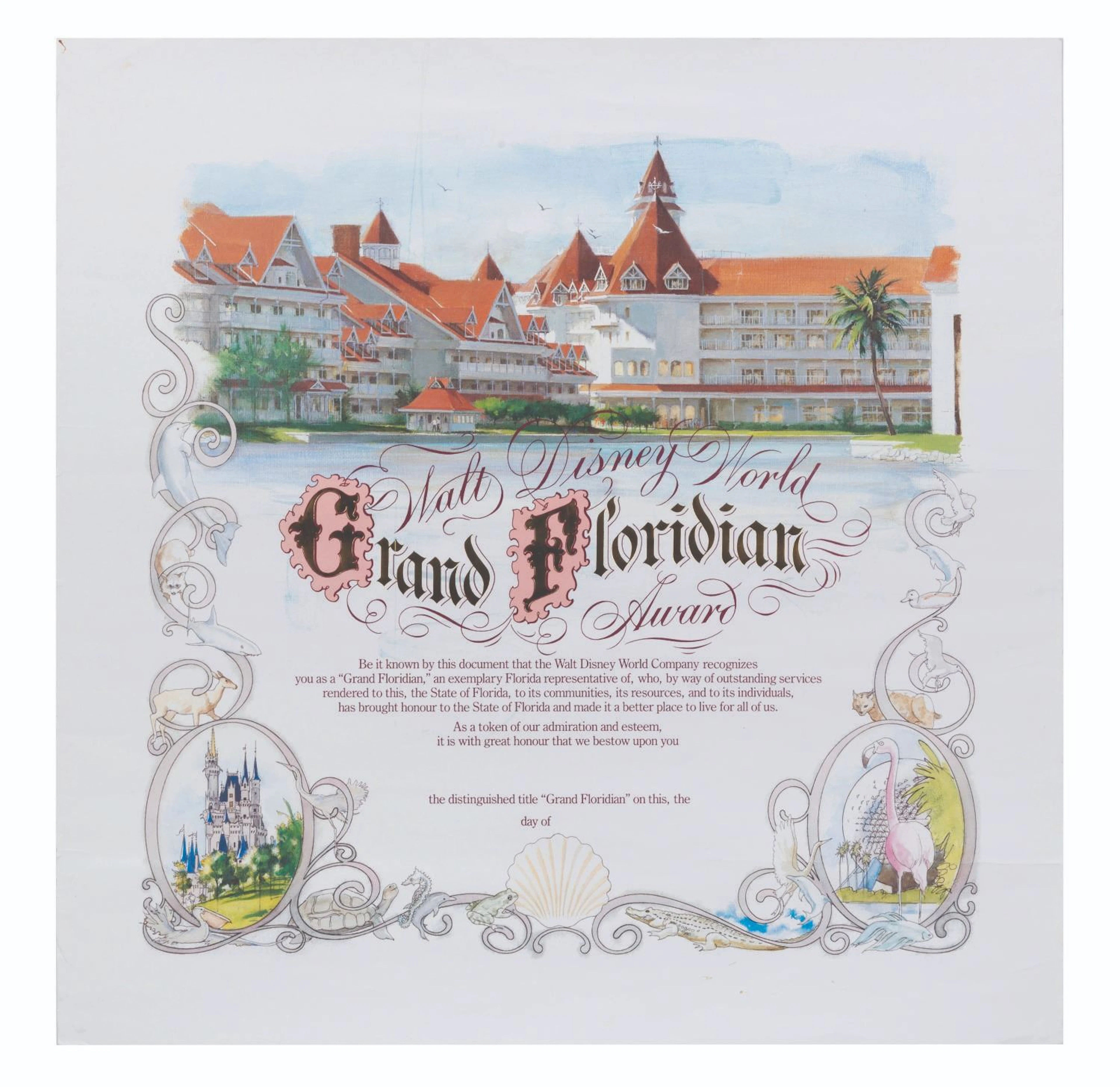 A Walt Disney World Grand Floridian Award