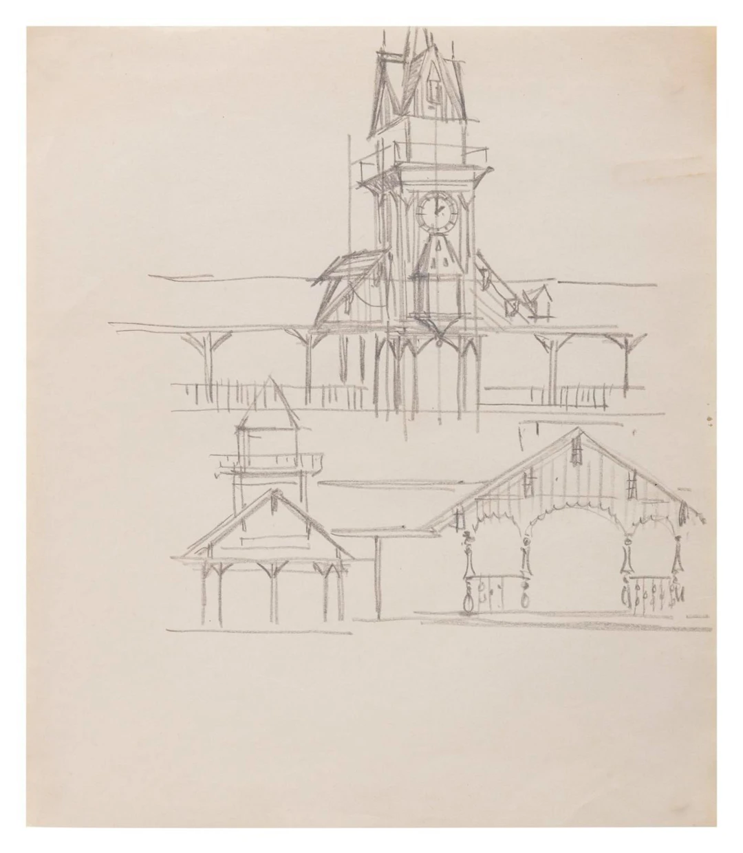An Original Matterhorn Ride Load Building Concept Drawing by Bill Martin.