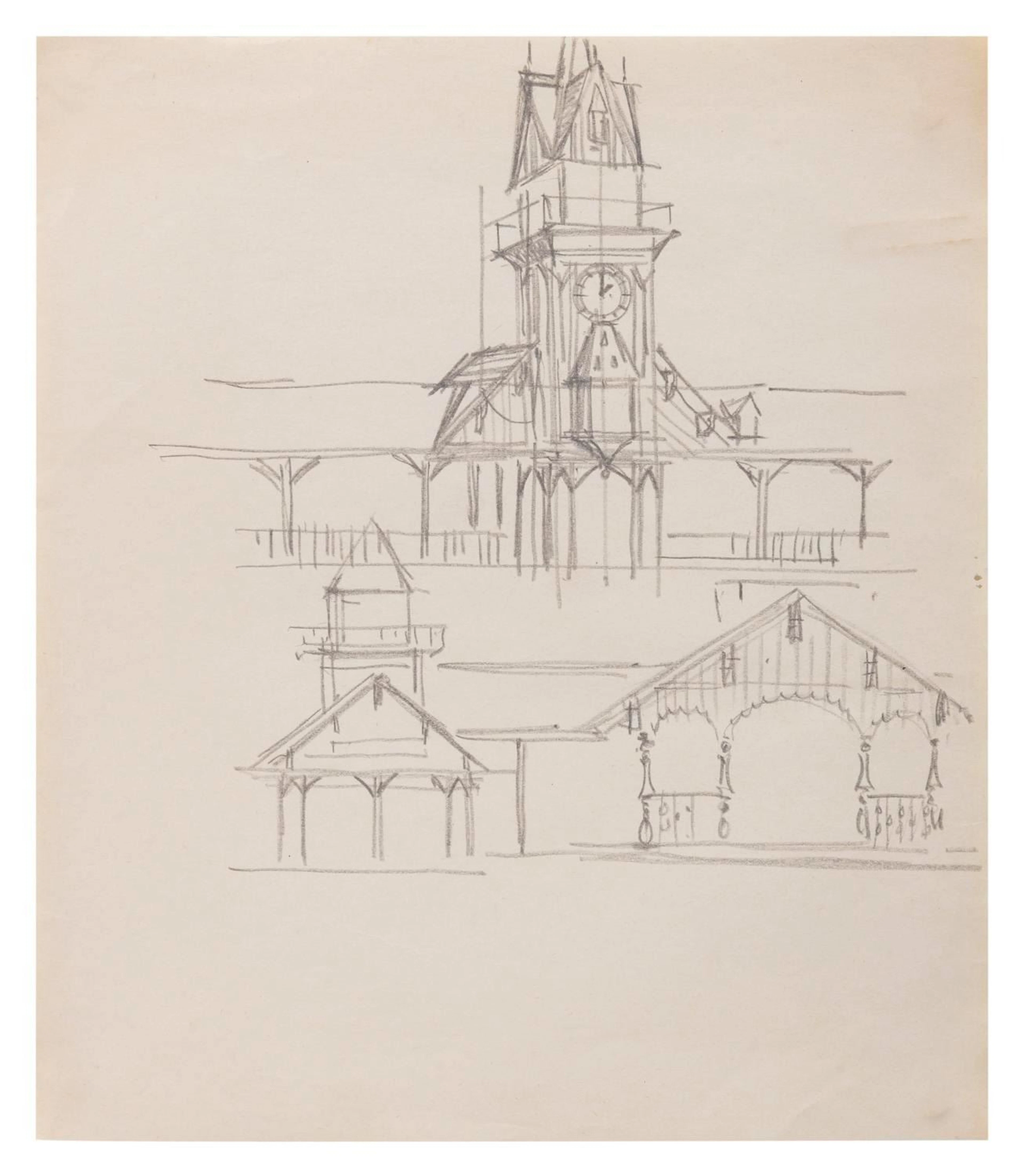 An Original Matterhorn Ride Load Building Concept Drawing by Bill Martin.