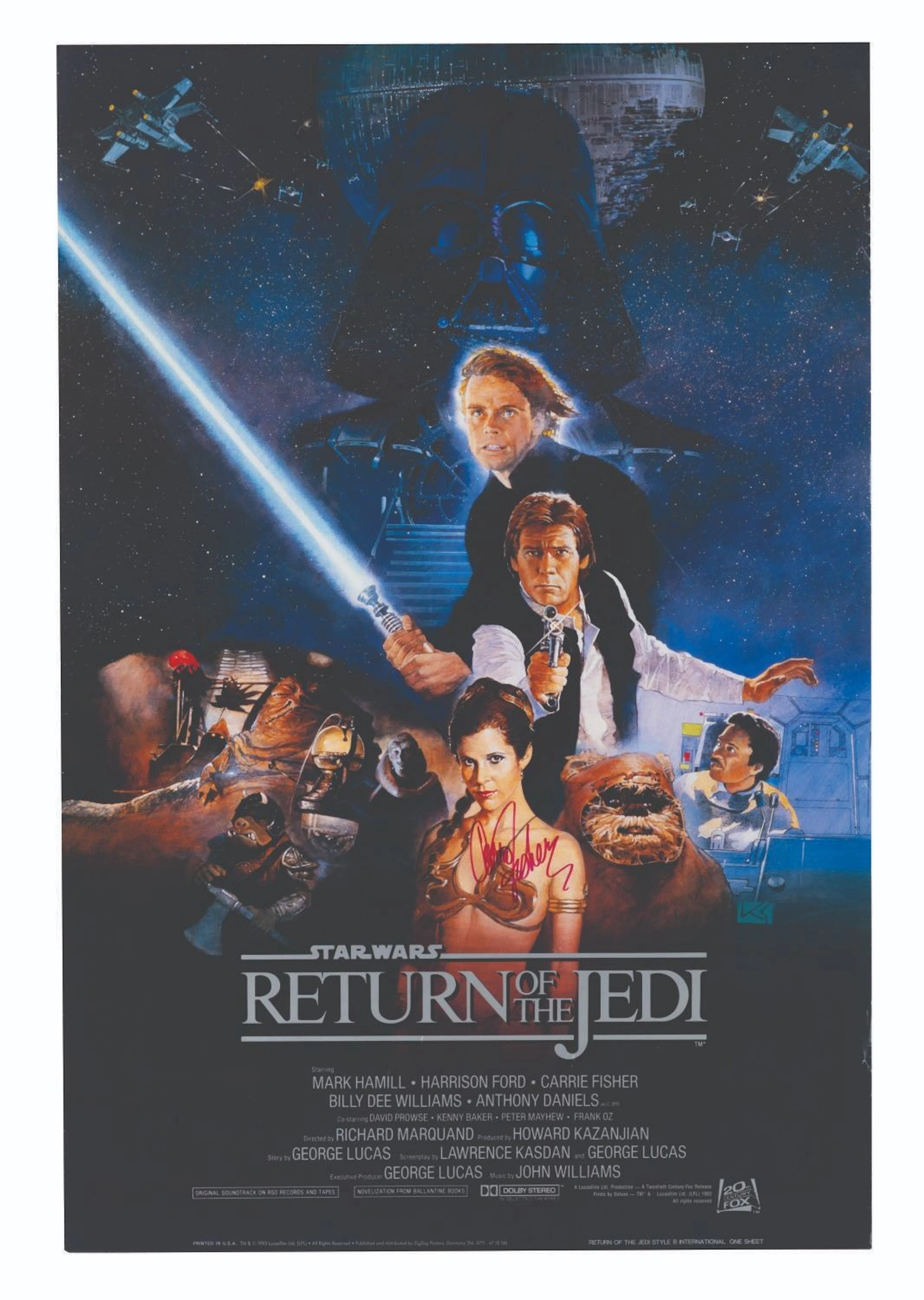 A Carrie Fisher Signed “Return of the Jedi” Poster.