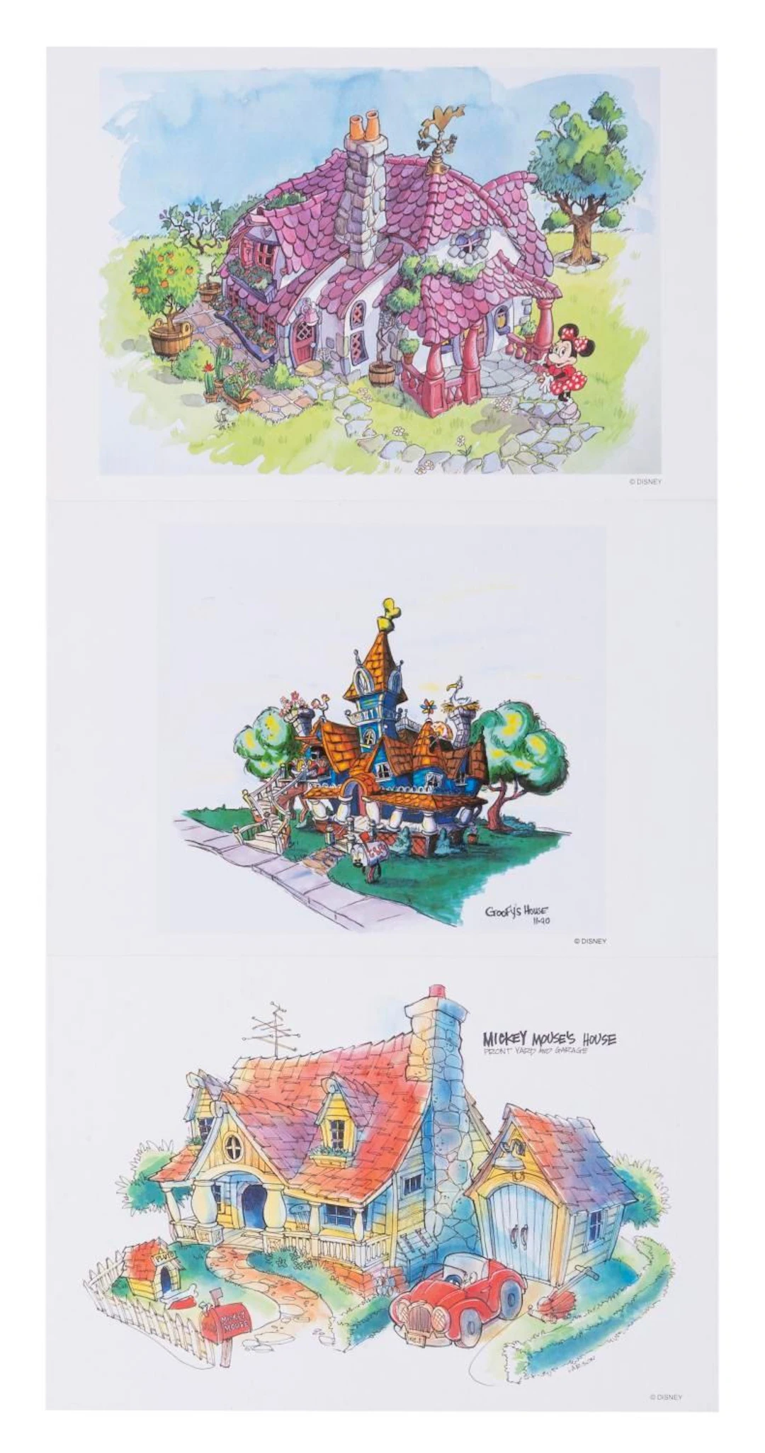 Three Toontown Concept Art Postcards.