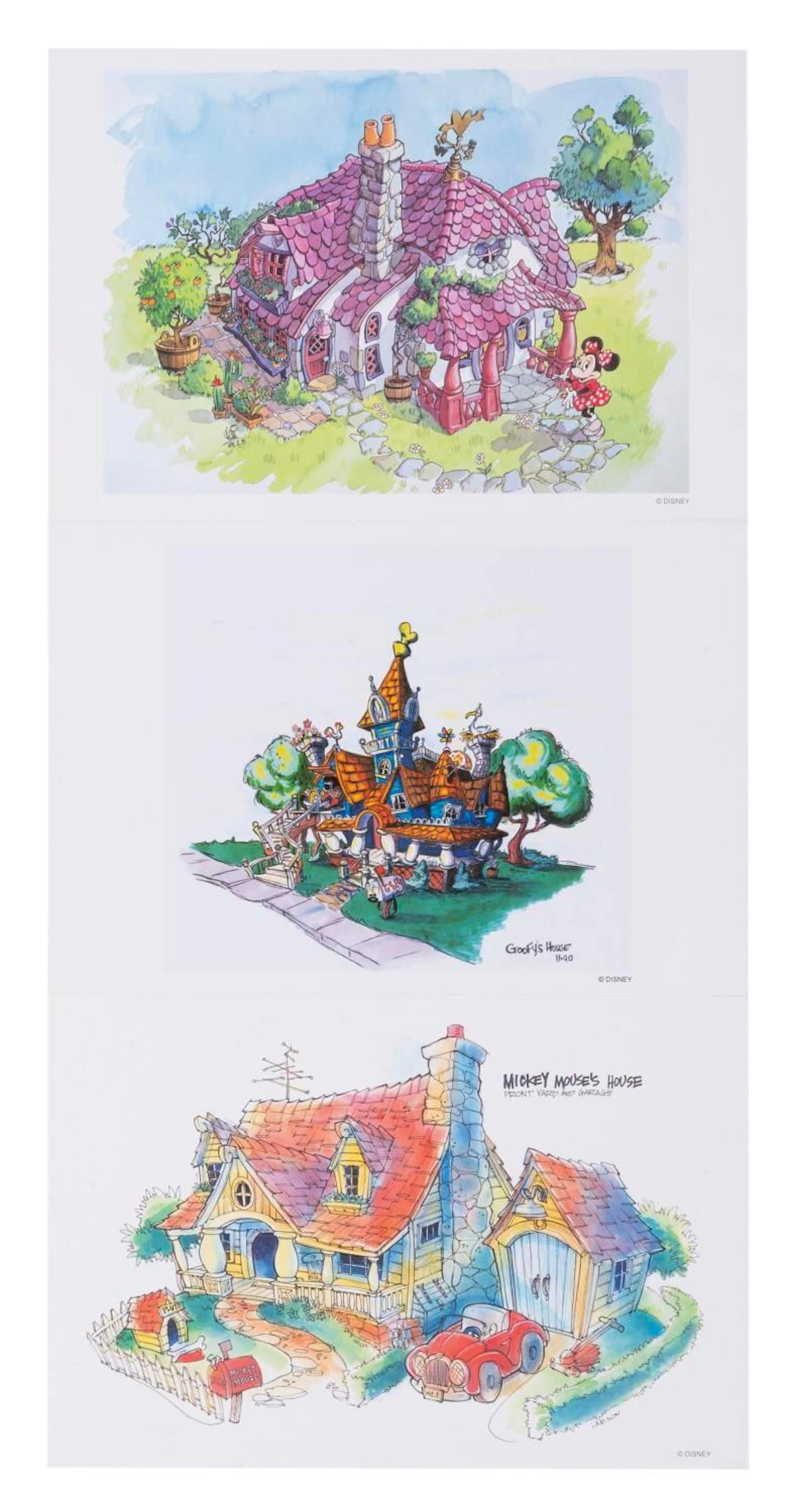 Three Toontown Concept Art Postcards.