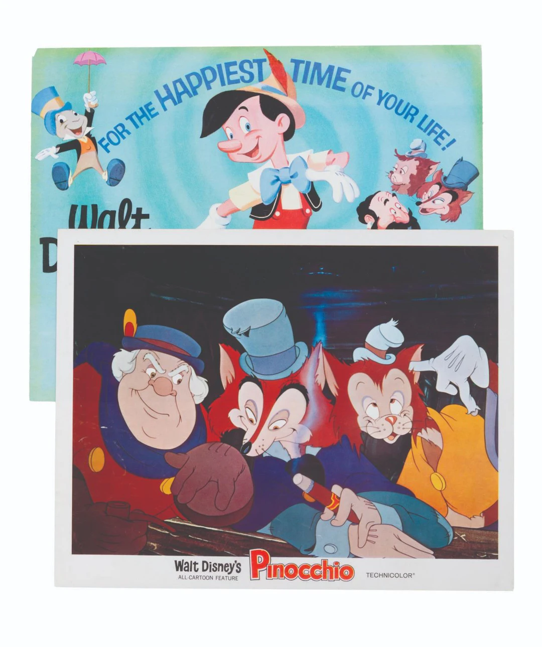 A Pair of “Pinocchio” 1962 Re-Release Lobby Cards.