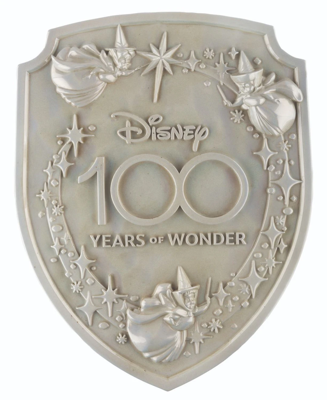 A Disneyland "Disney 100 Years of Wonder" Lamppost Shield.