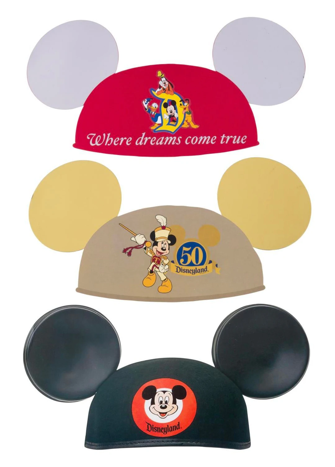 Three Mickey Ear Hat Postcards.