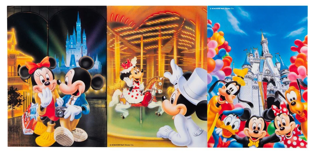 Three Mickey and Friends Tokyo Disneyland Postcards.