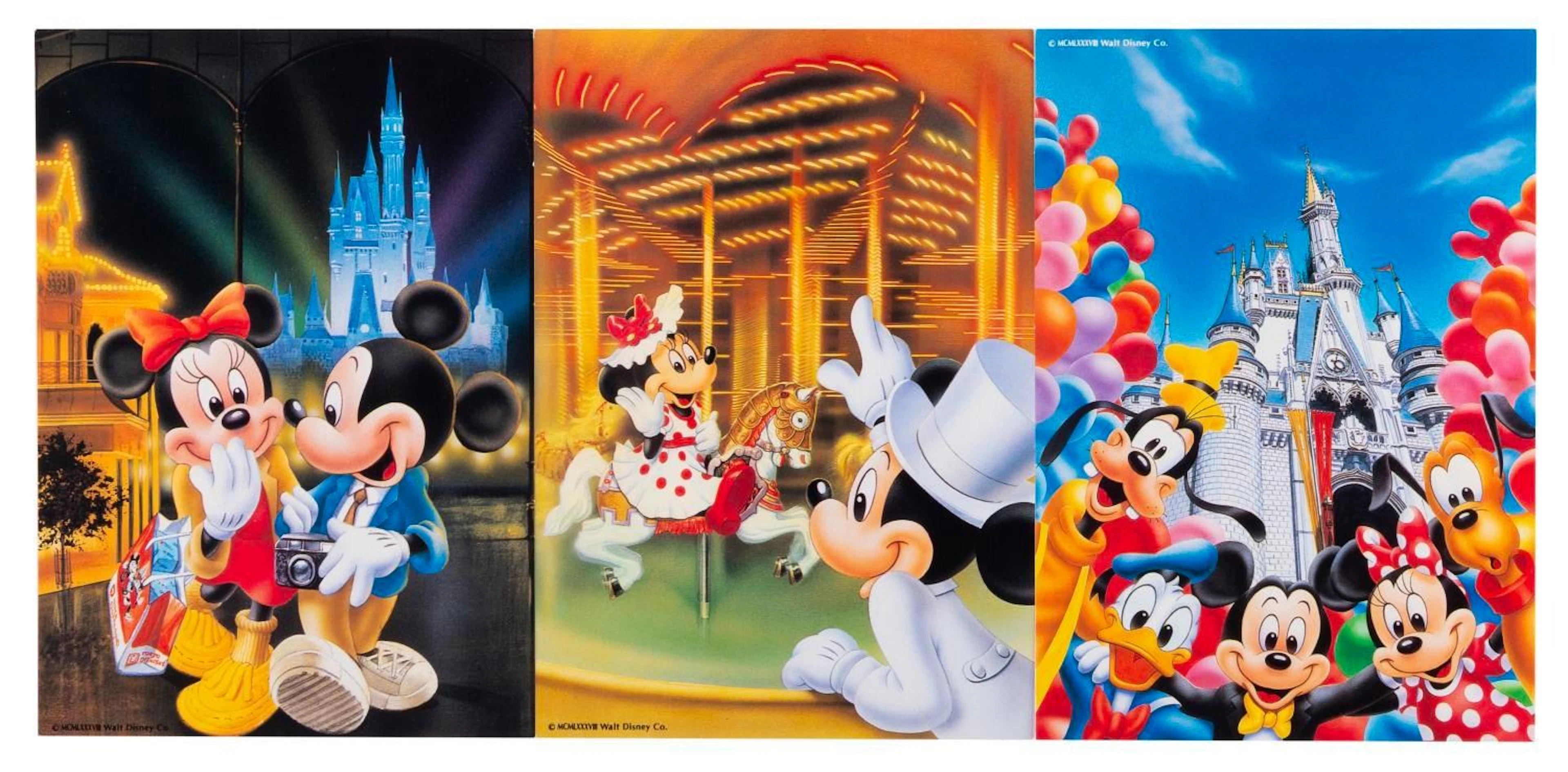 Three Mickey and Friends Tokyo Disneyland Postcards.