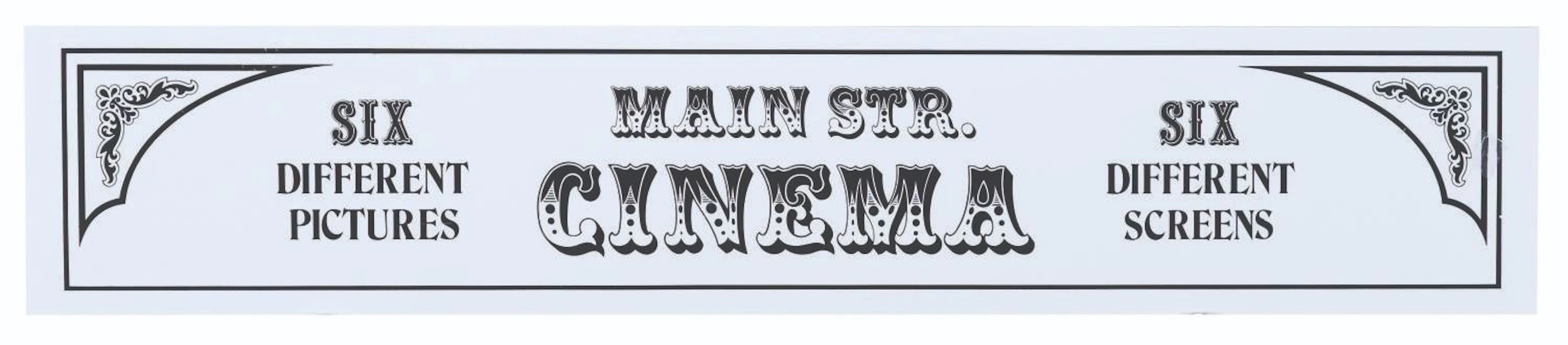 A Main Street Cinema Horse-Drawn Street Car Sign.