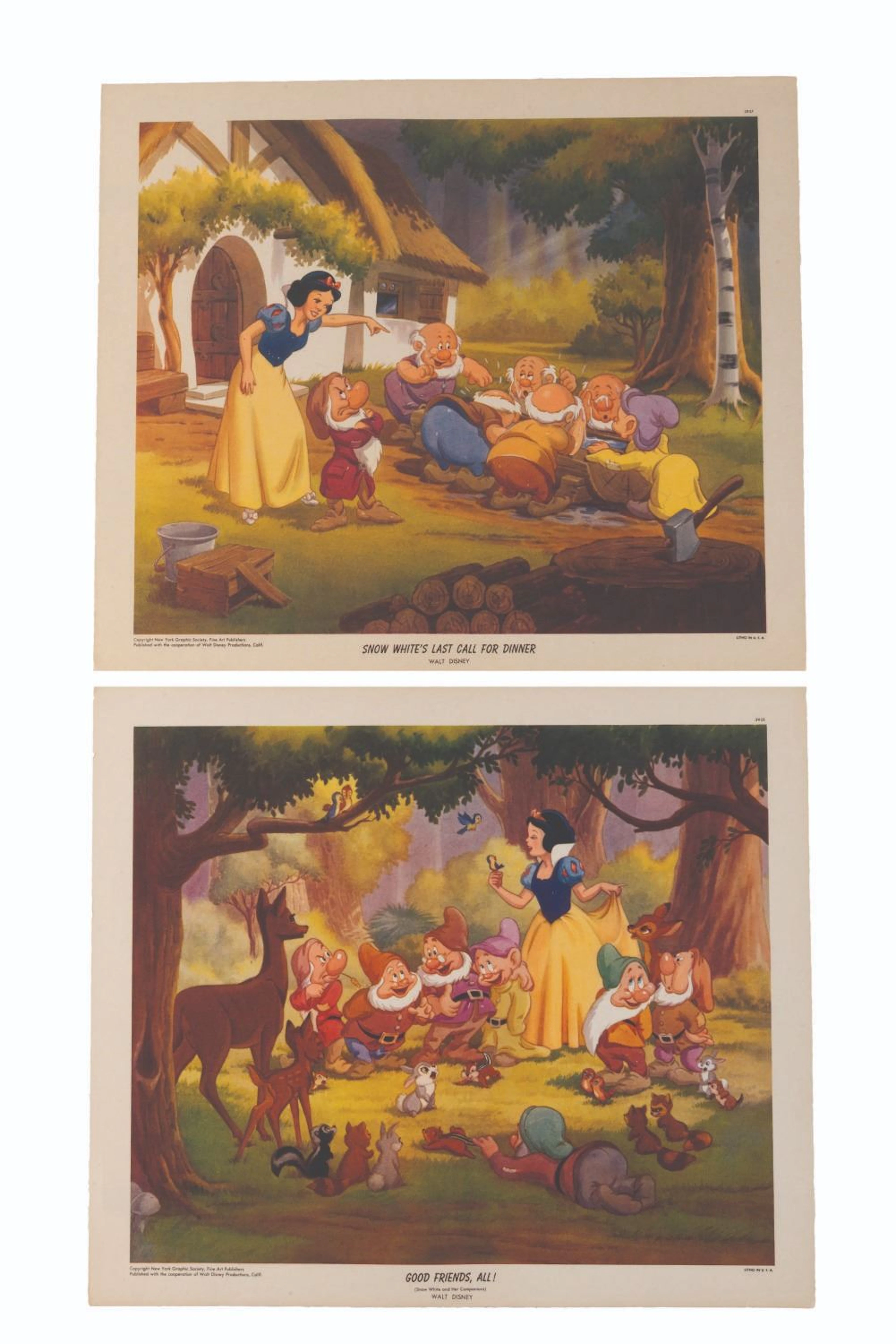 A Pair of Early "Snow White and the Seven Dwarfs" Lithographs.