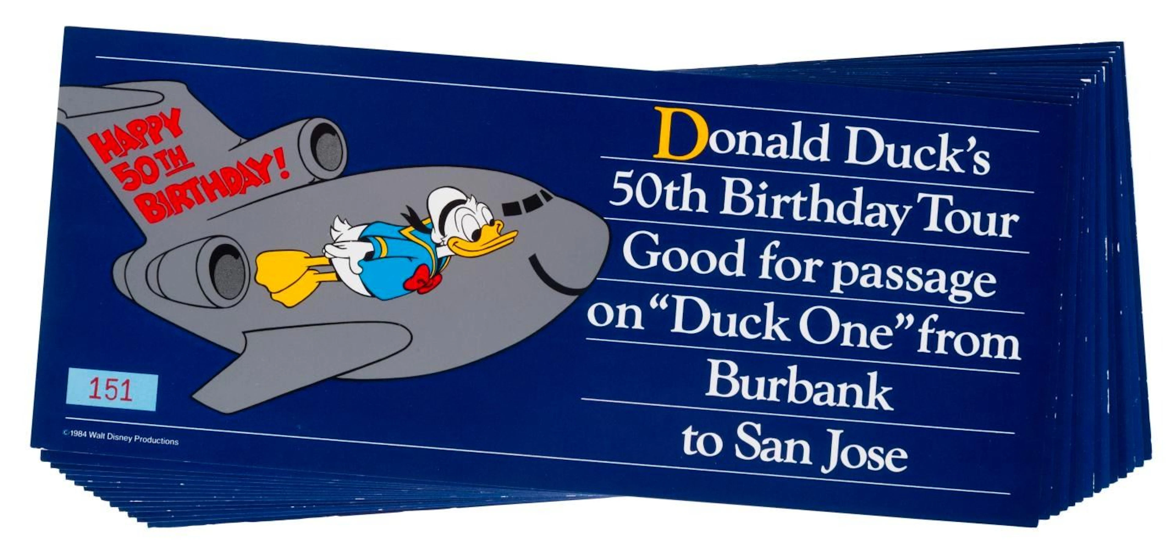 Donald Duck's 50th Birthday Set of Airline Ticket Vouchers.