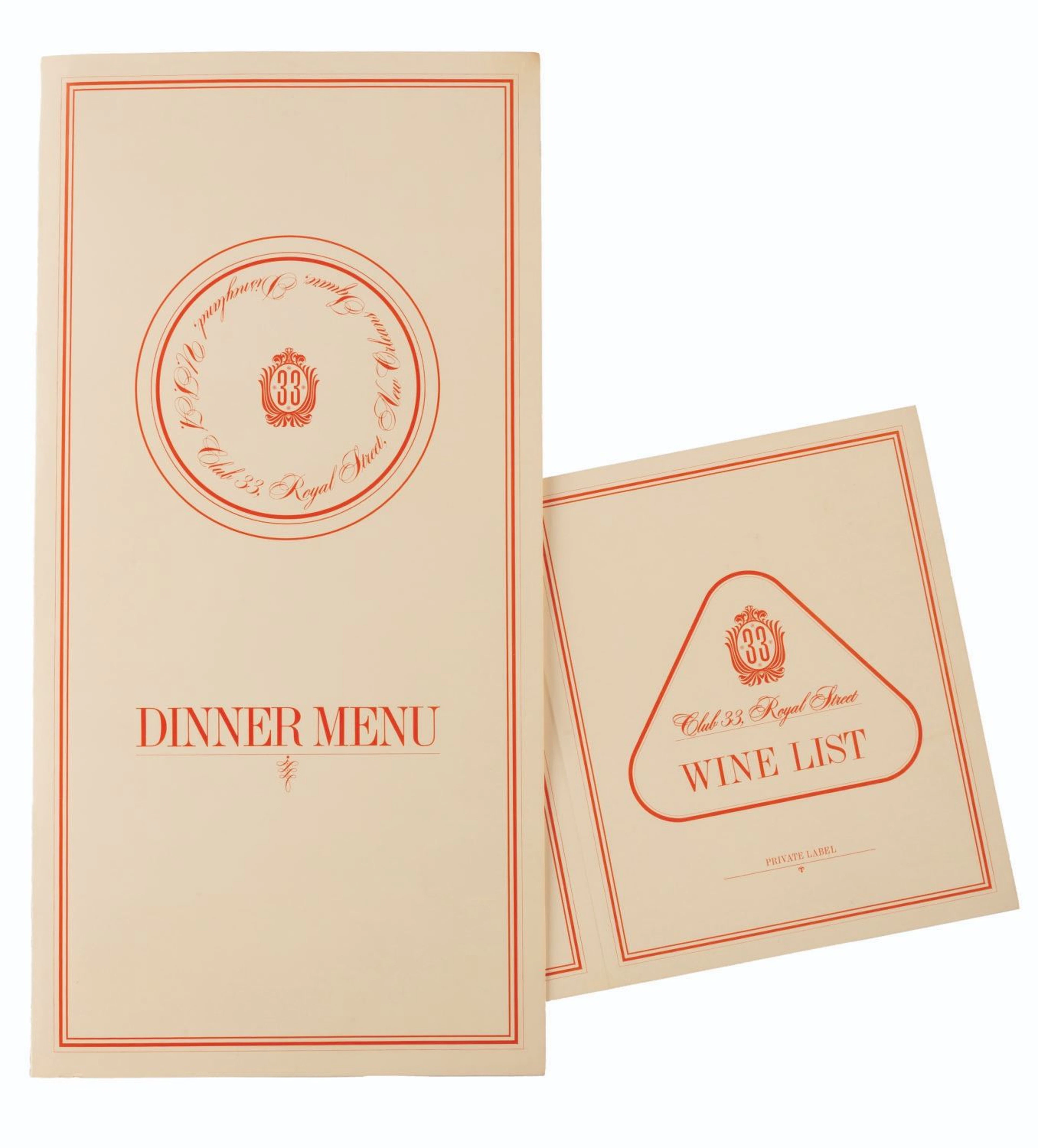 An Early Club 33 Wine List