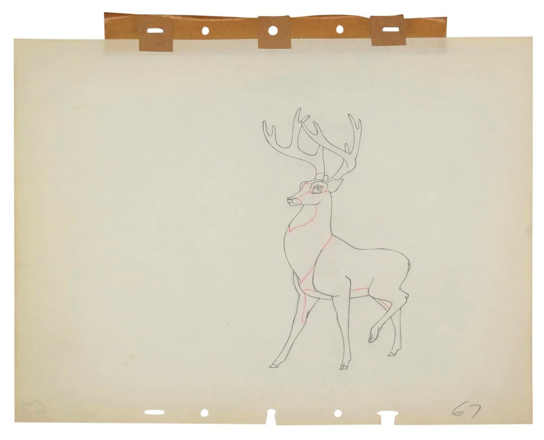 A "Bambi" Great Prince of the Forest Production Drawing.