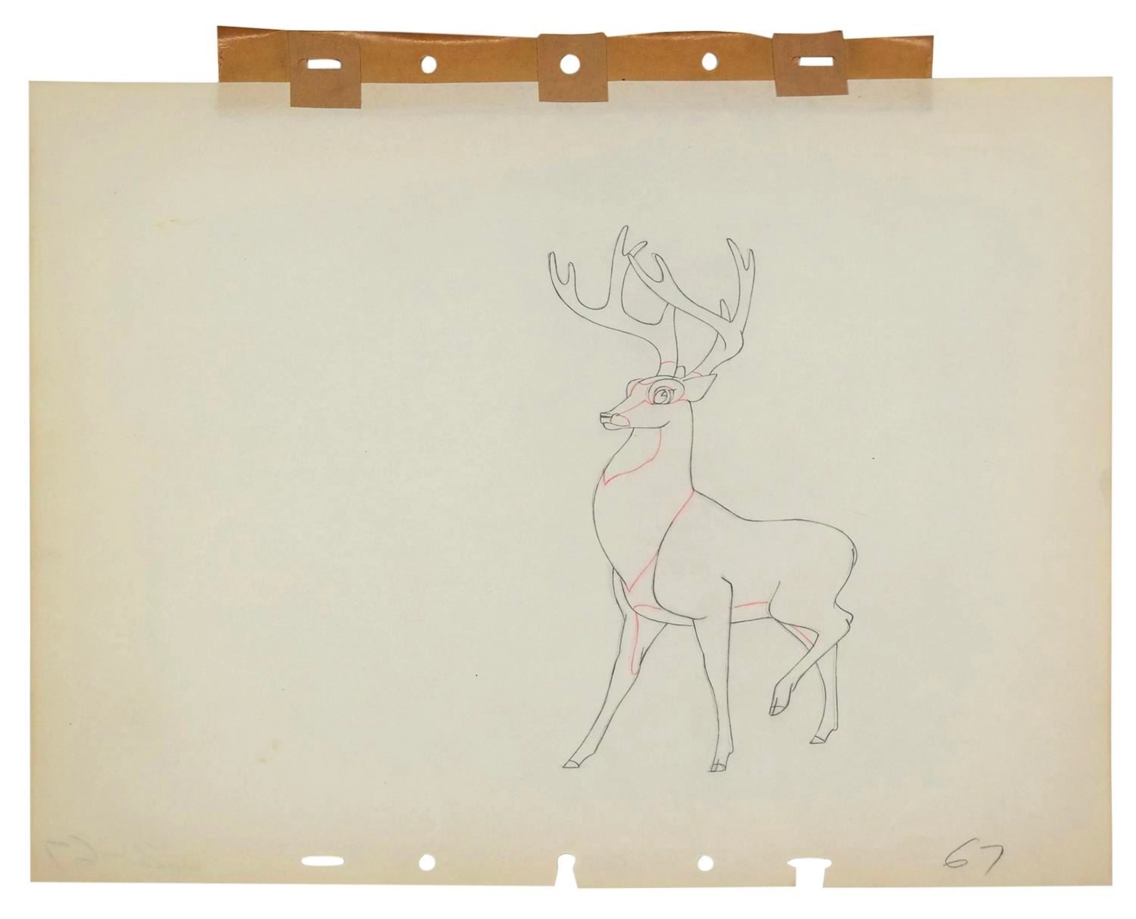 A "Bambi" Great Prince of the Forest Production Drawing.
