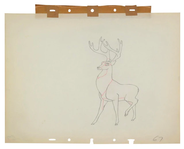 A "Bambi" Great Prince of the Forest Production Drawing.