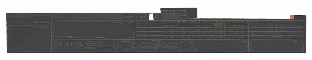 A WED Enterprises Drafting Title Block Printing Plate.