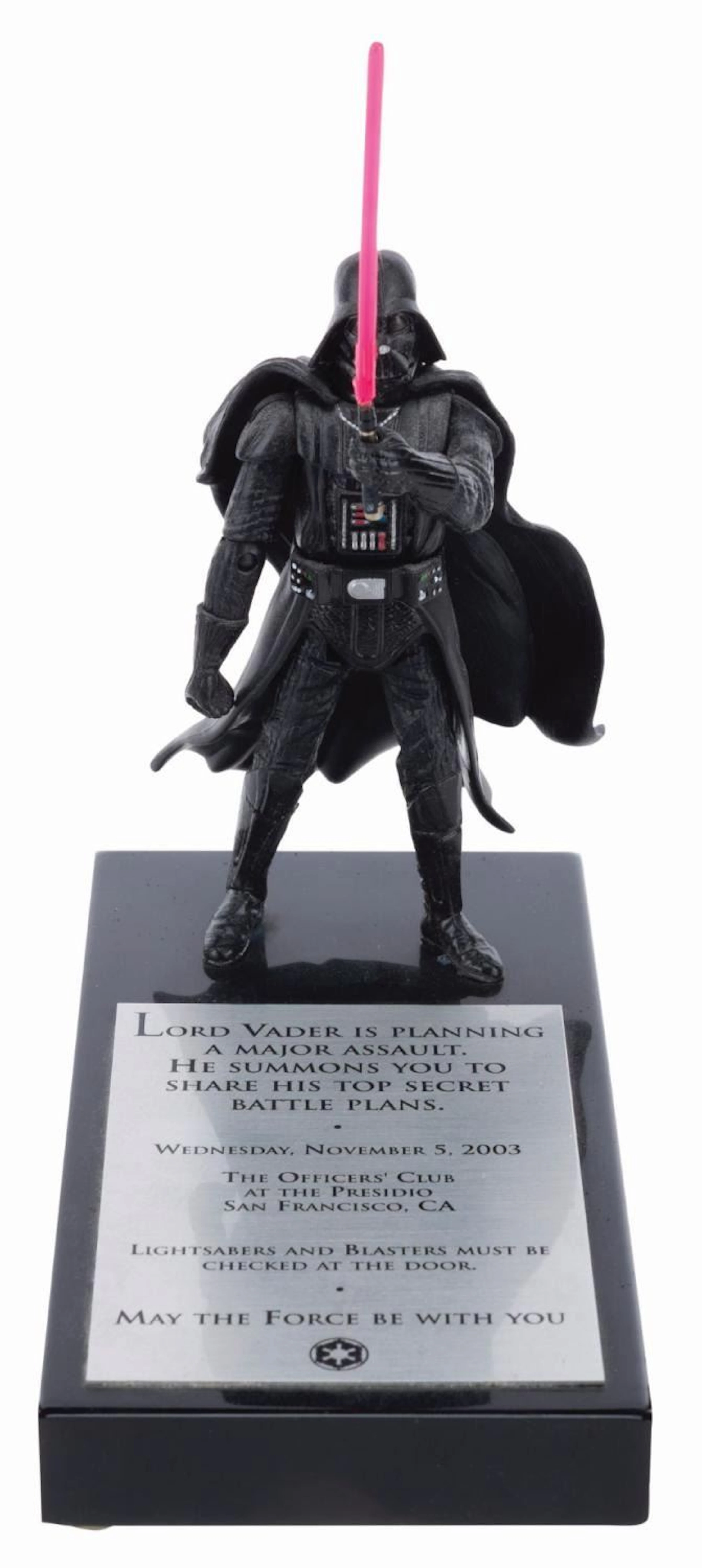 A 2003 Star Wars Summit Darth Vader Invitation.