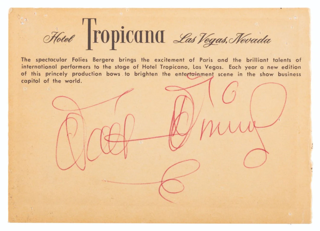 A Walt Disney Signed Hotel Tropicana Postcard.