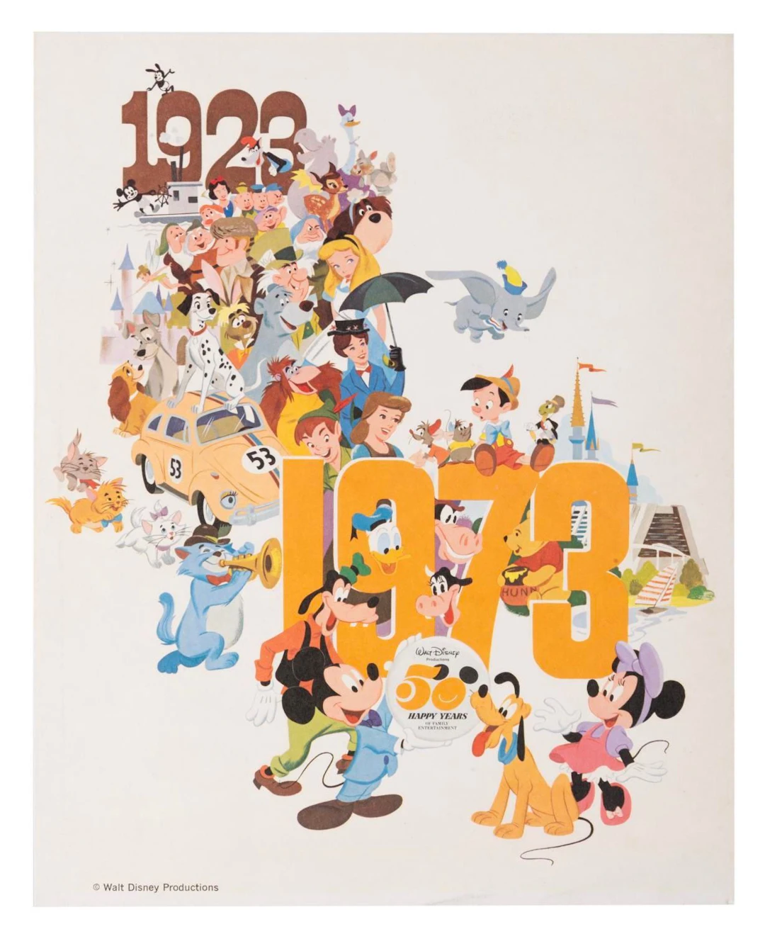 A Walt Disney Productions 50th Anniversary Fan Card.