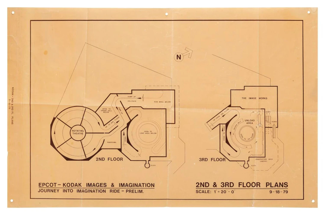 An EPCOT Kodak Imagination! Pavilion Preliminary Brownline Print.