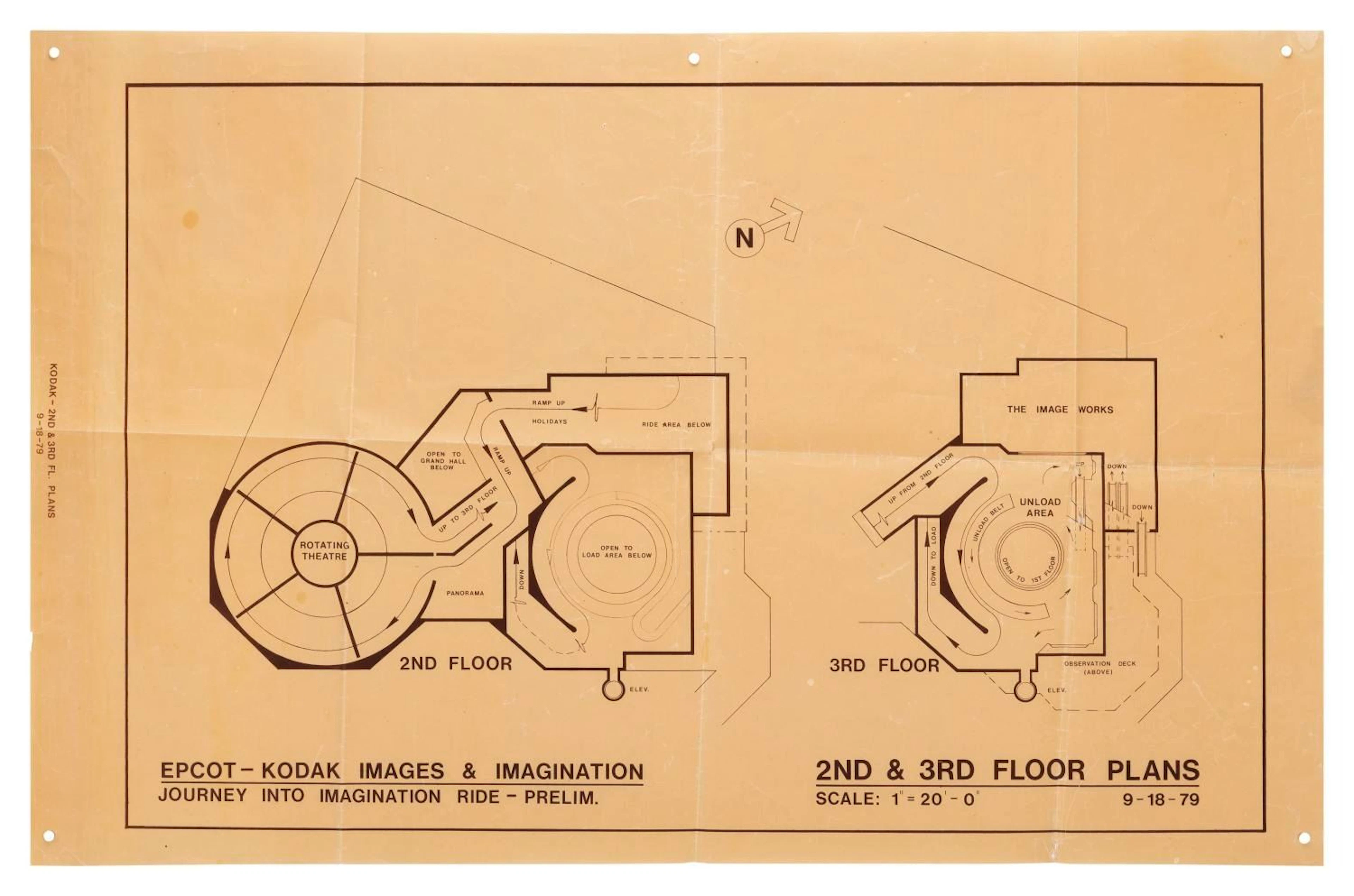 An EPCOT Kodak Imagination! Pavilion Preliminary Brownline Print.