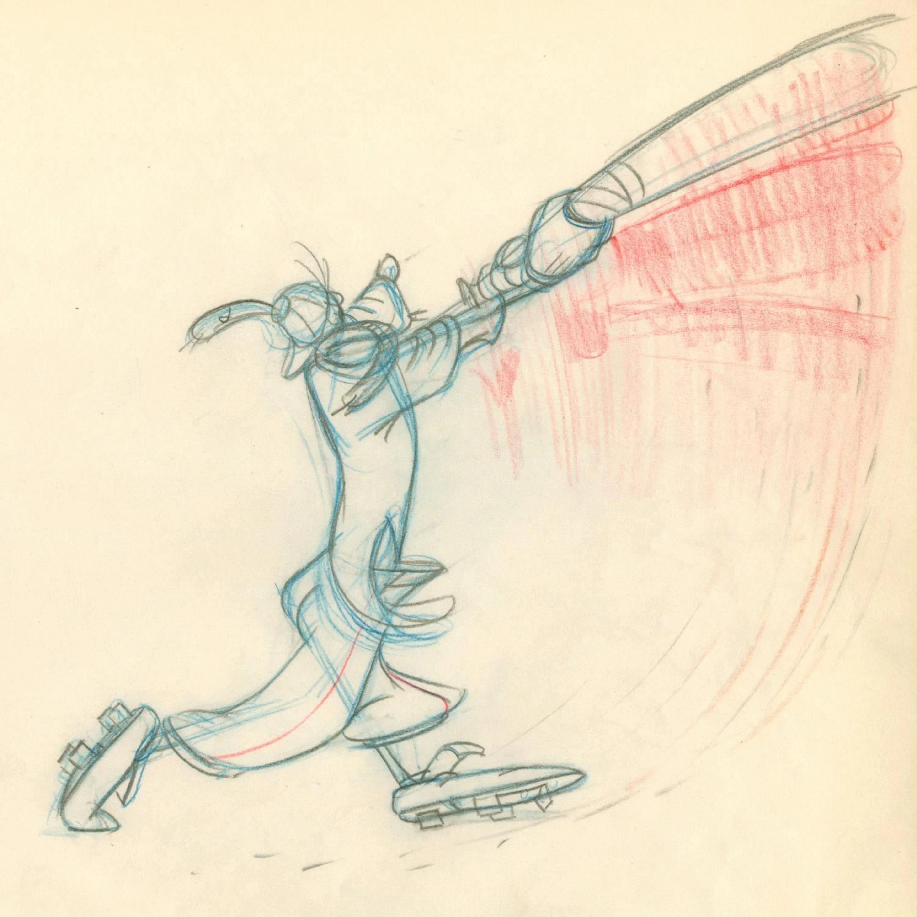 A Goofy “How to Play Baseball” Production Drawing.