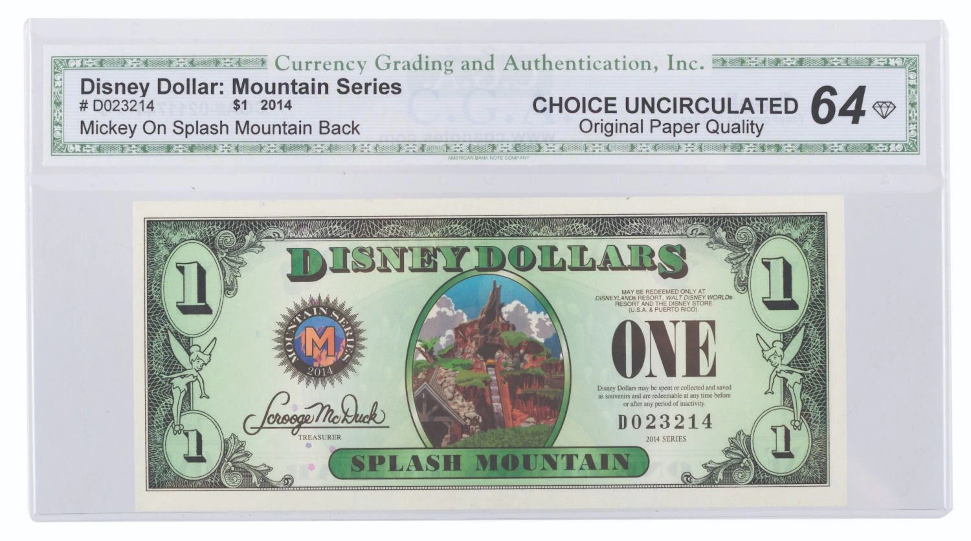 A $1 Splash Mountain Disney Dollar.