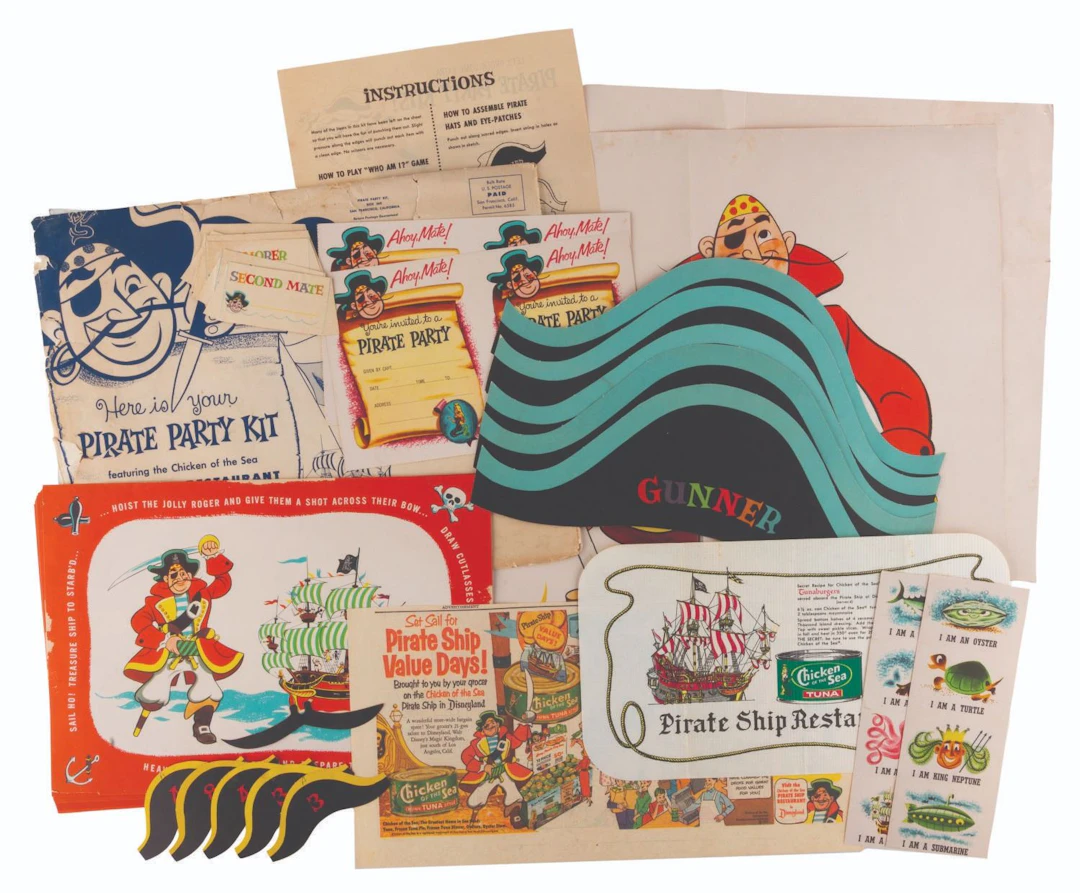 A Chicken of the Sea Pirate Ship Restaurant Party Kit with Extras.