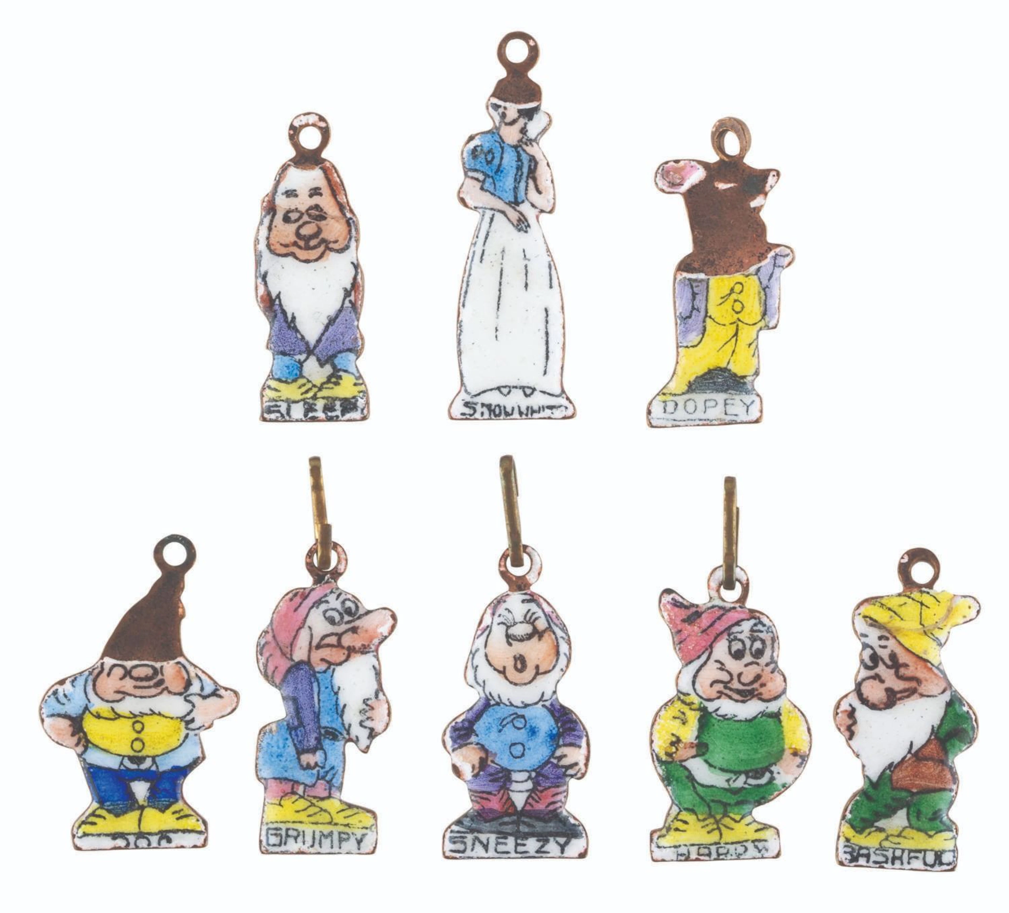 An Enamel "Snow White and the Seven Dwarfs" Charm Collection.