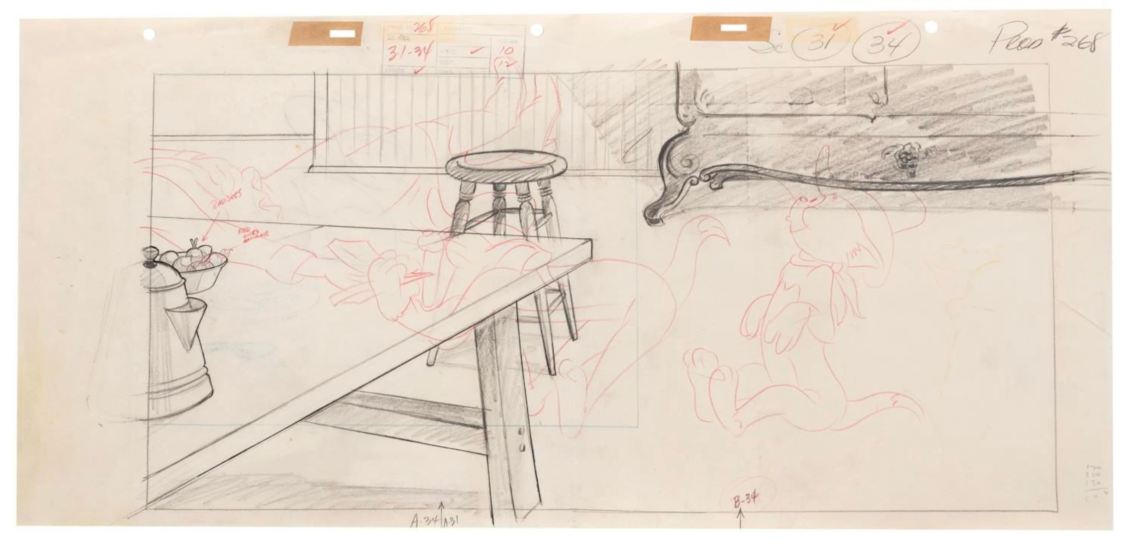 A "Posse Cat" Background Layout Drawing.
