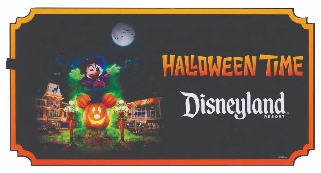 A 2024 Disneyland Resort Halloween Time Sign.