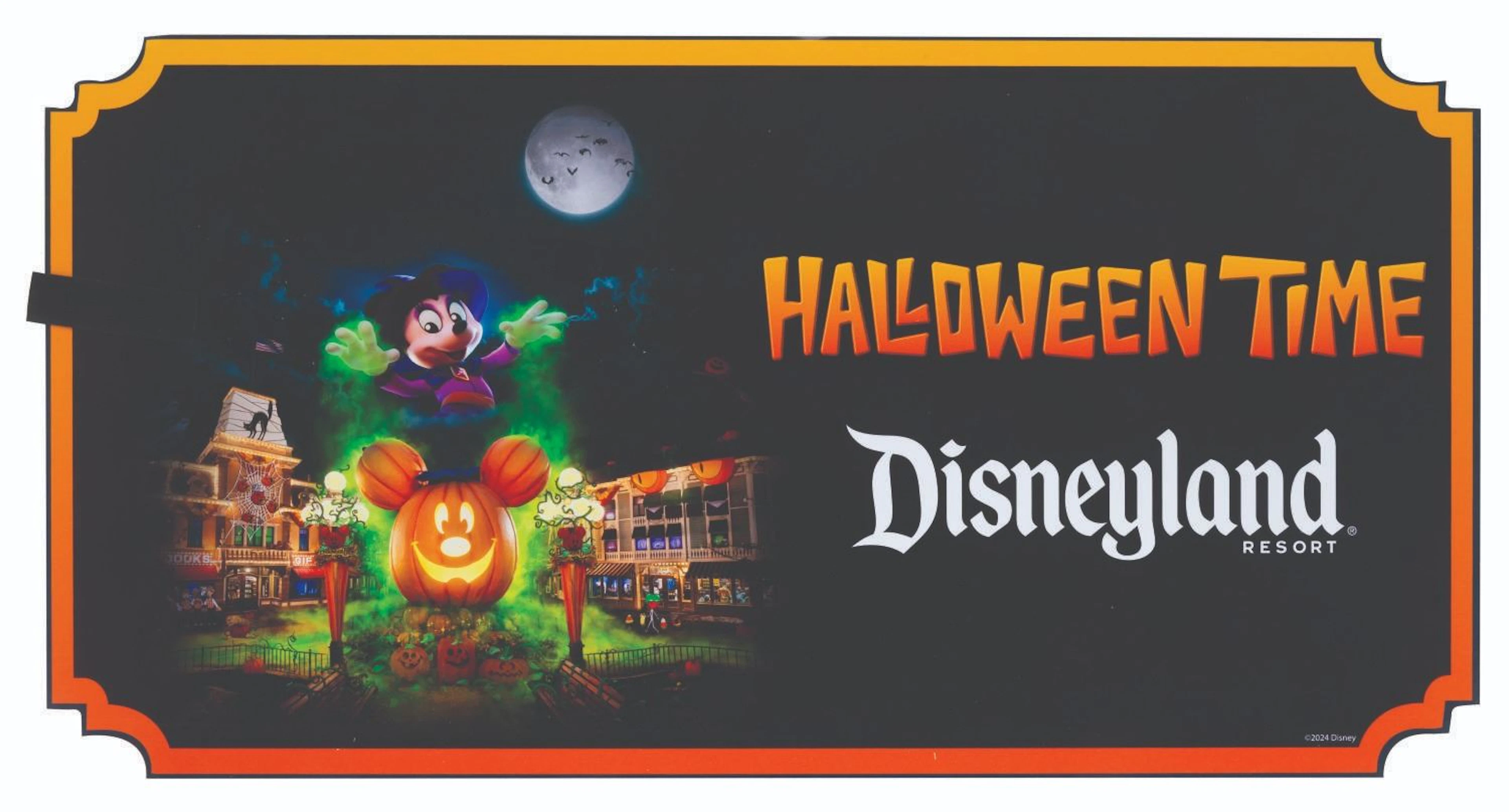 A 2024 Disneyland Resort Halloween Time Sign.