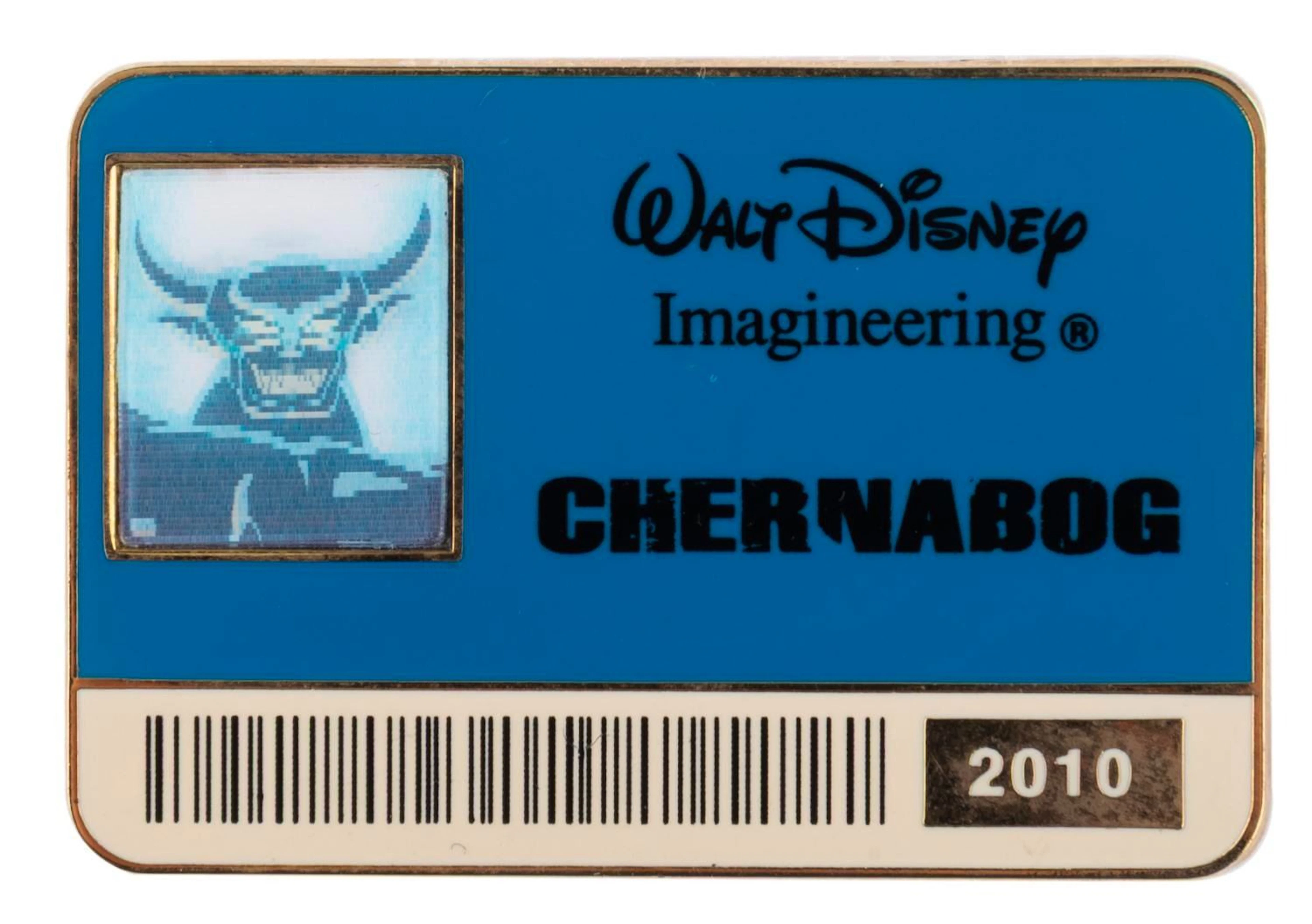 A Chernabog Imagineering Exclusive ID Badge Pin.