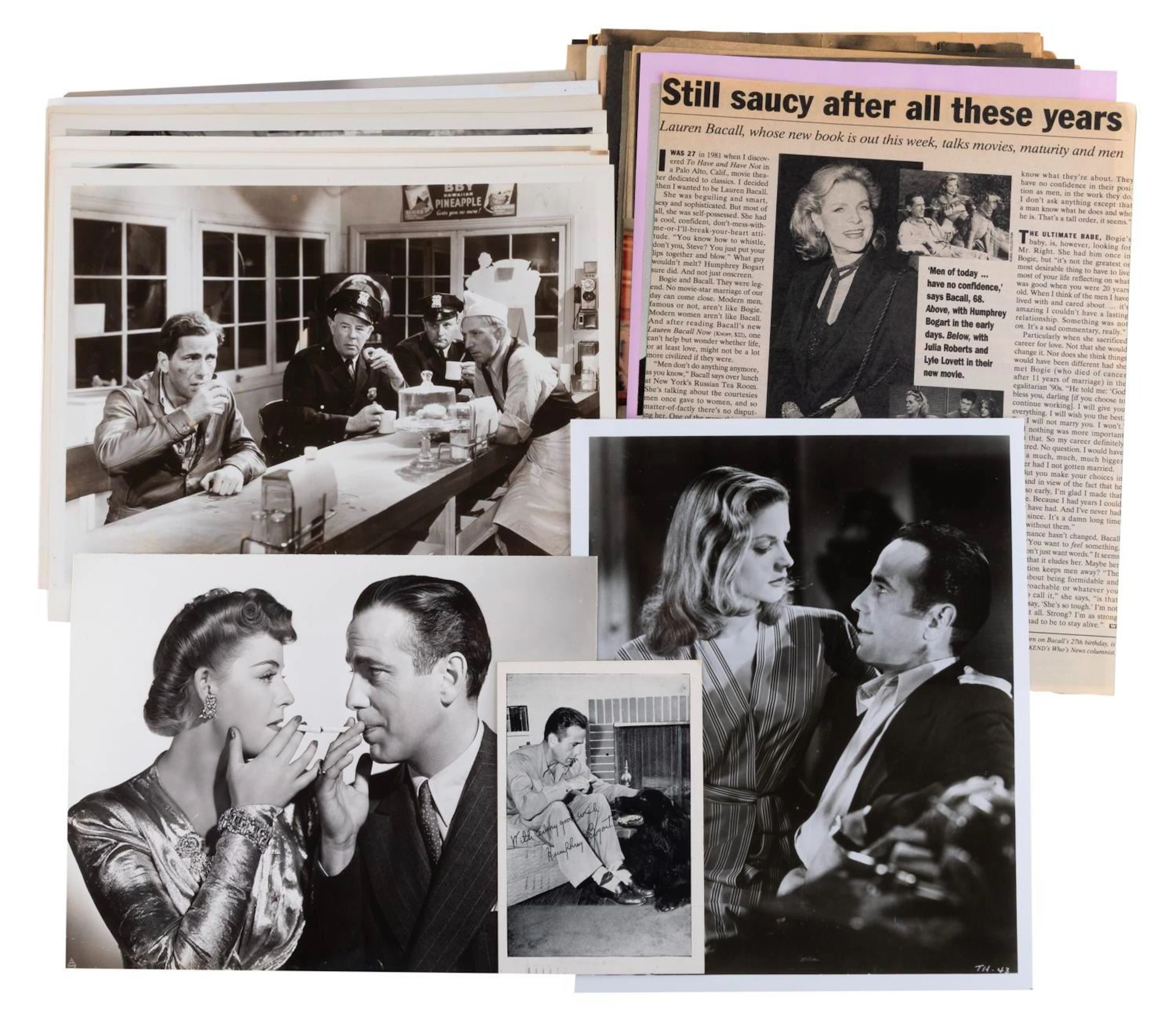 A Collection of Humphrey Bogart Photographs and Clippings.