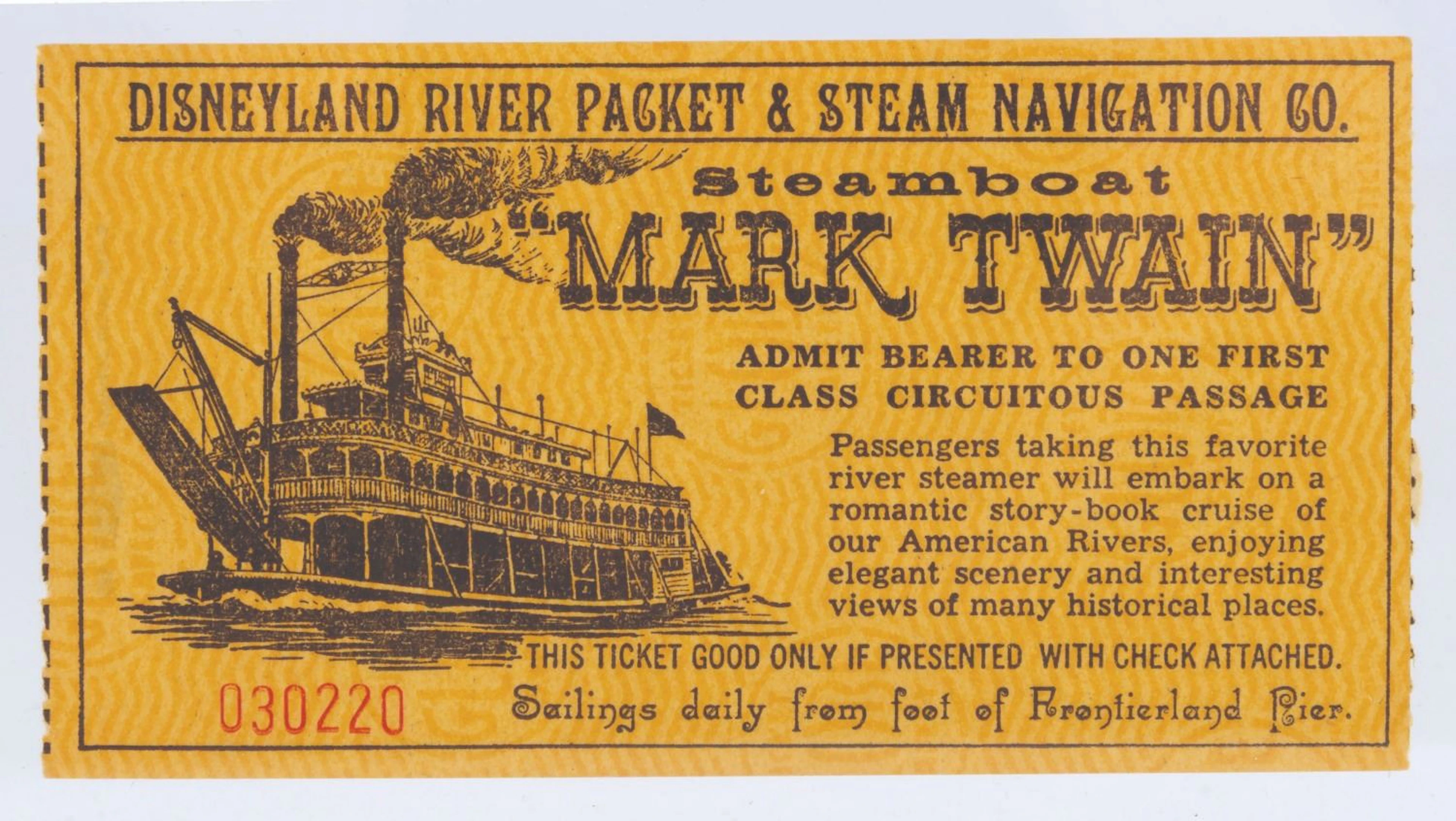 A 1956 Mark Twain Admission Ticket.