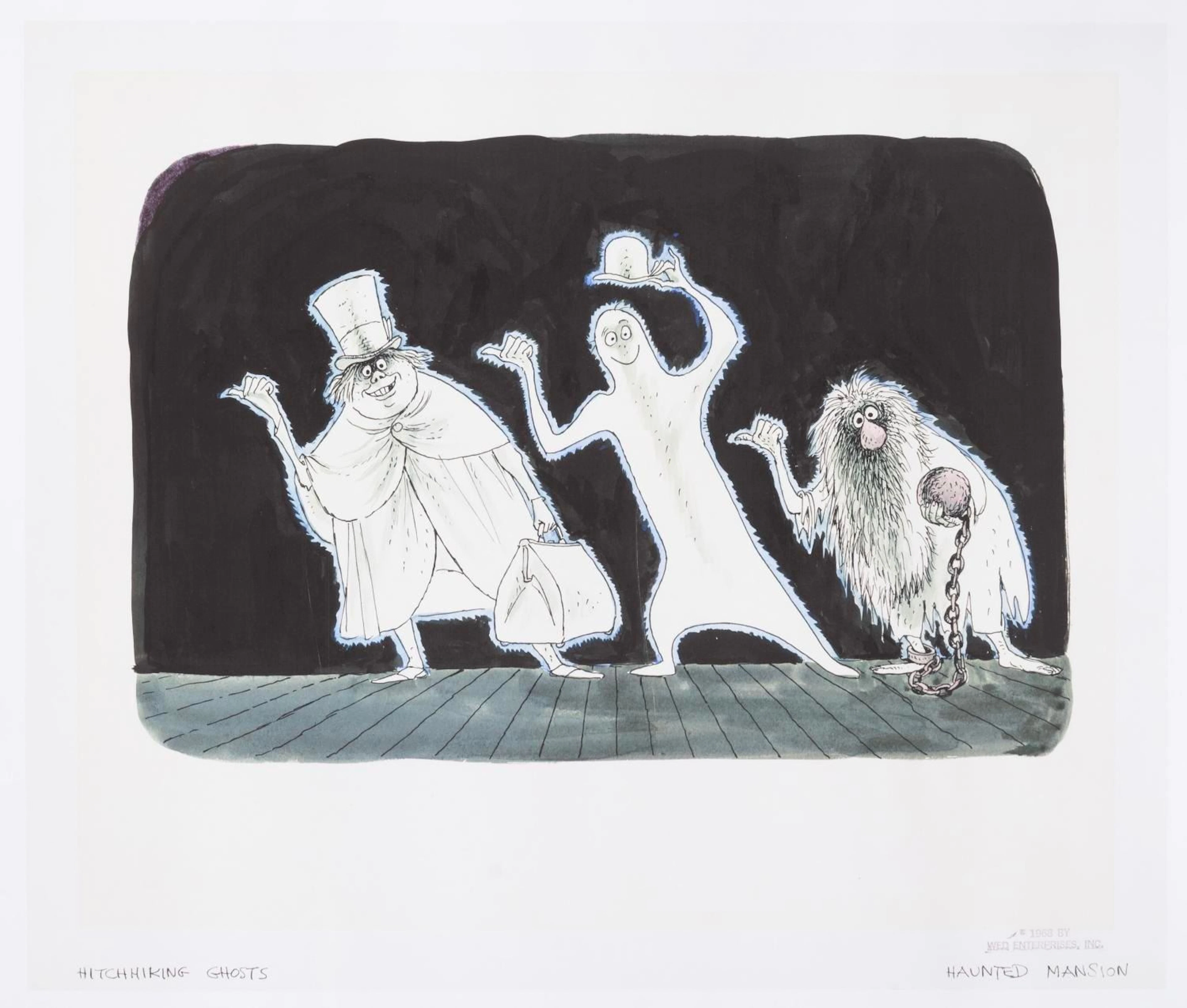 A Large Haunted Mansion Hitchhiking Ghosts Marc Davis Concept Print.