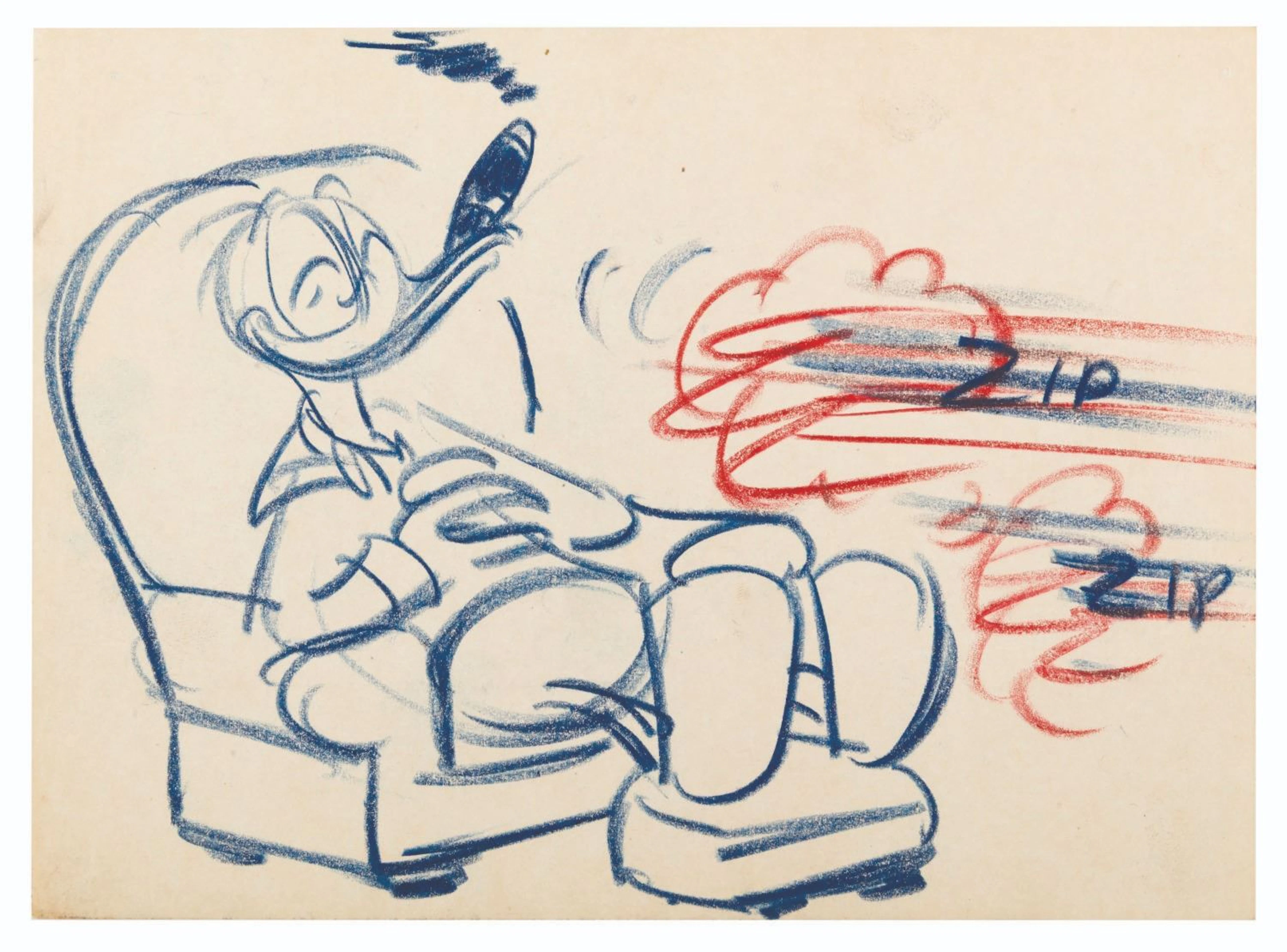 An Original Donald Duck Storyboard Drawing.