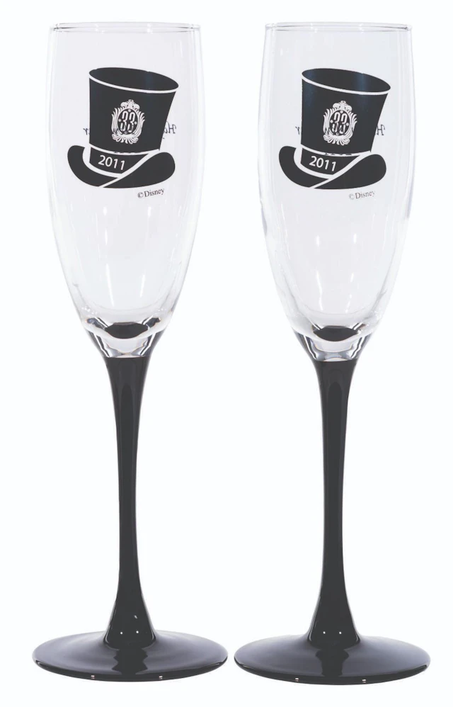 A Pair of Club 33 Black-Stemmed New Year’s 2011 Glasses.
