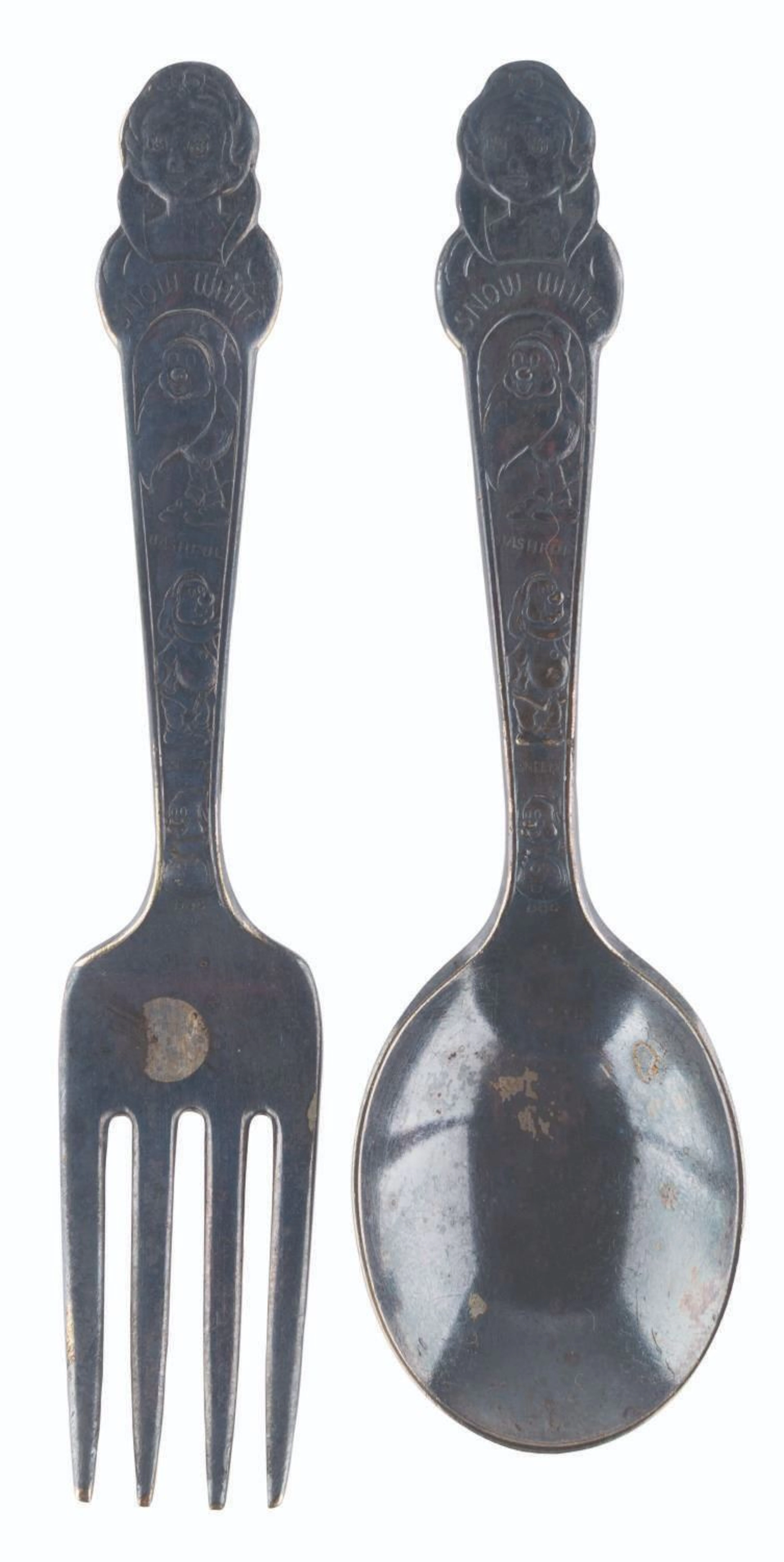 A Silver Plated "Snow White" Children's Spoon and Fork Set.