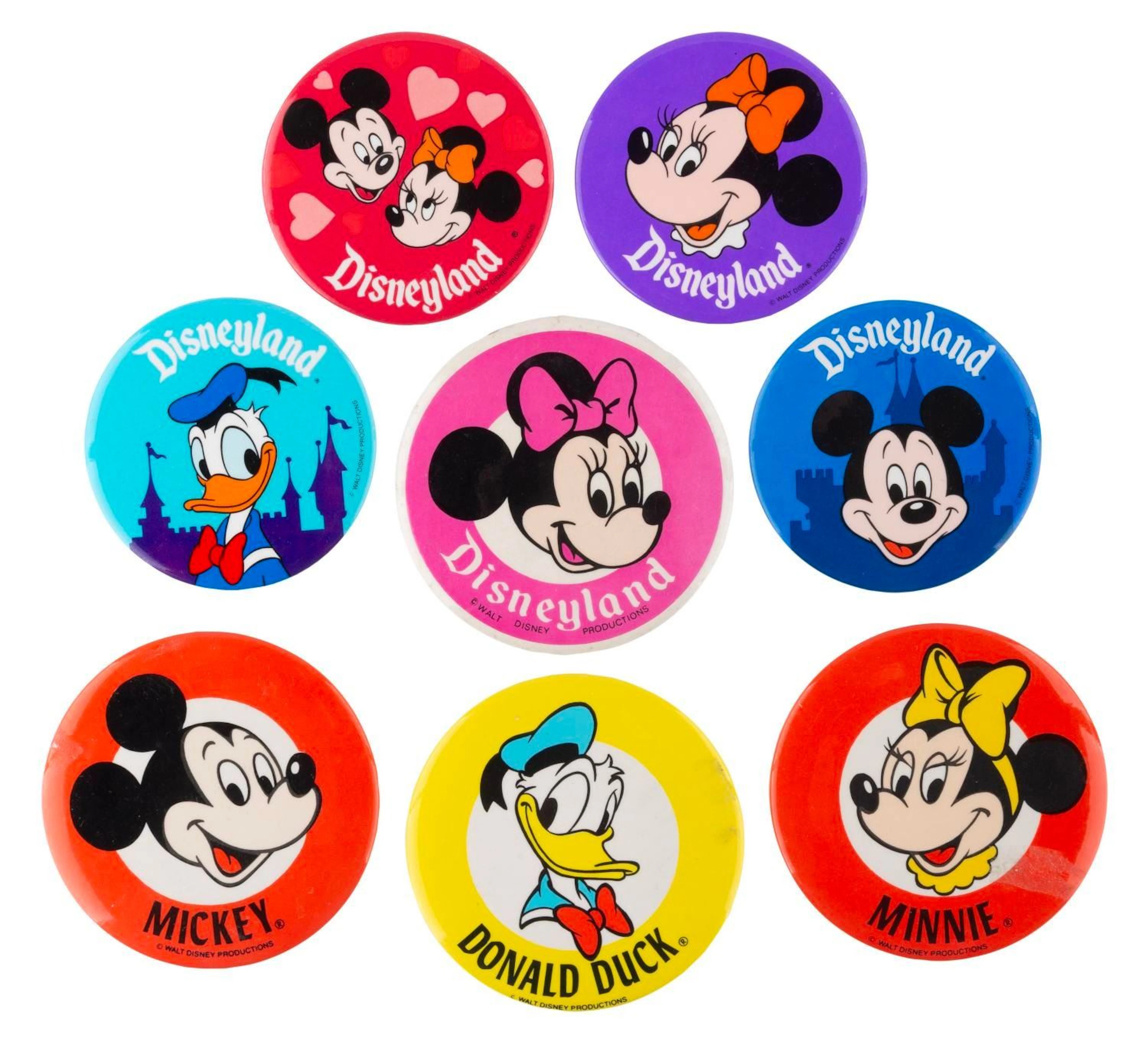 A Collection of Disneyland Character Buttons.